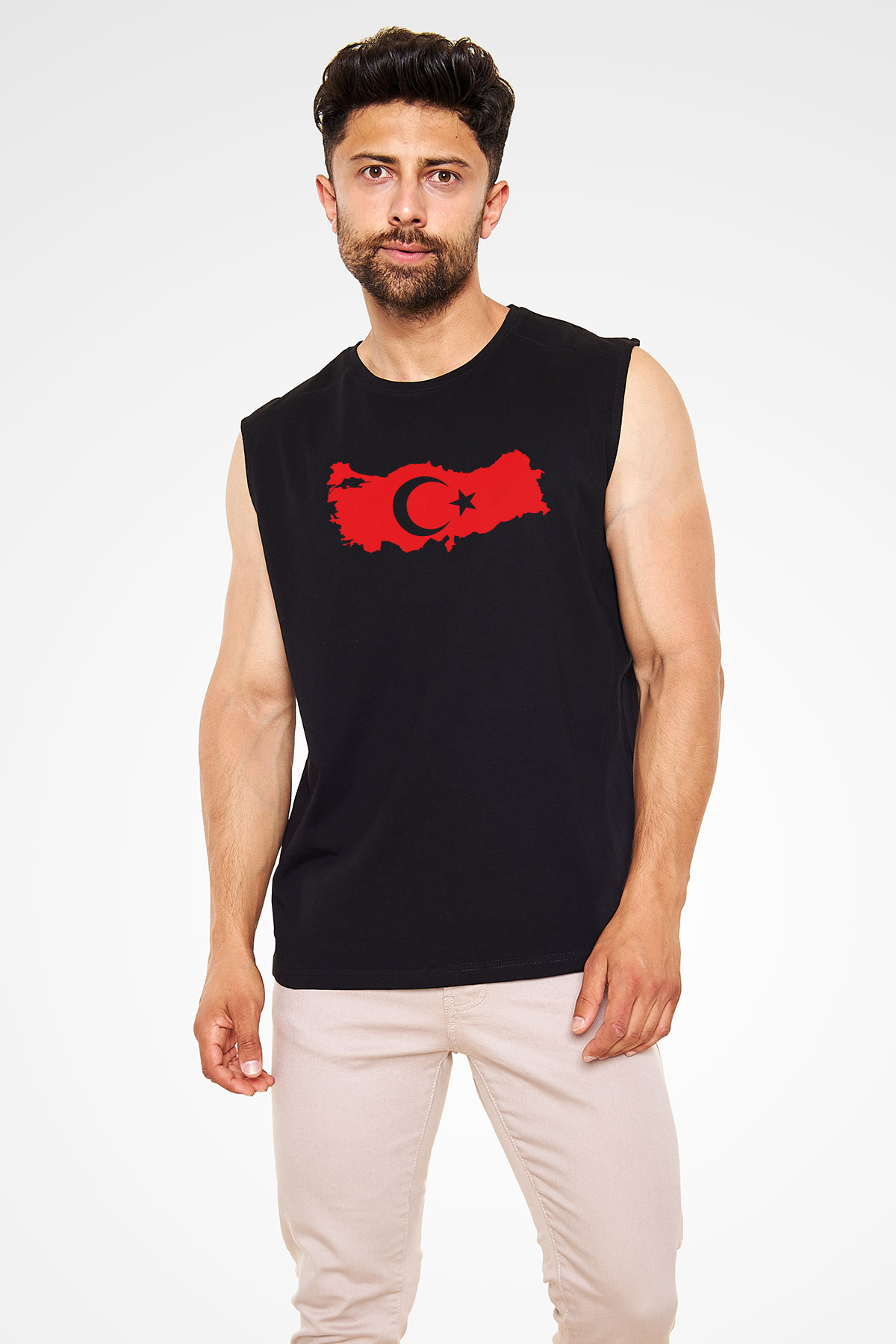 Türkiye Siyah Unisex Kolsuz Tişört