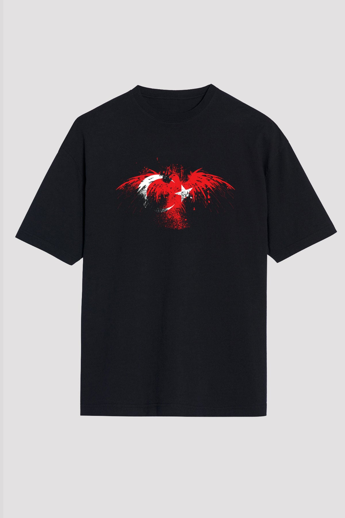 Türkiye Siyah Unisex Oversize Tişört T-Shirt