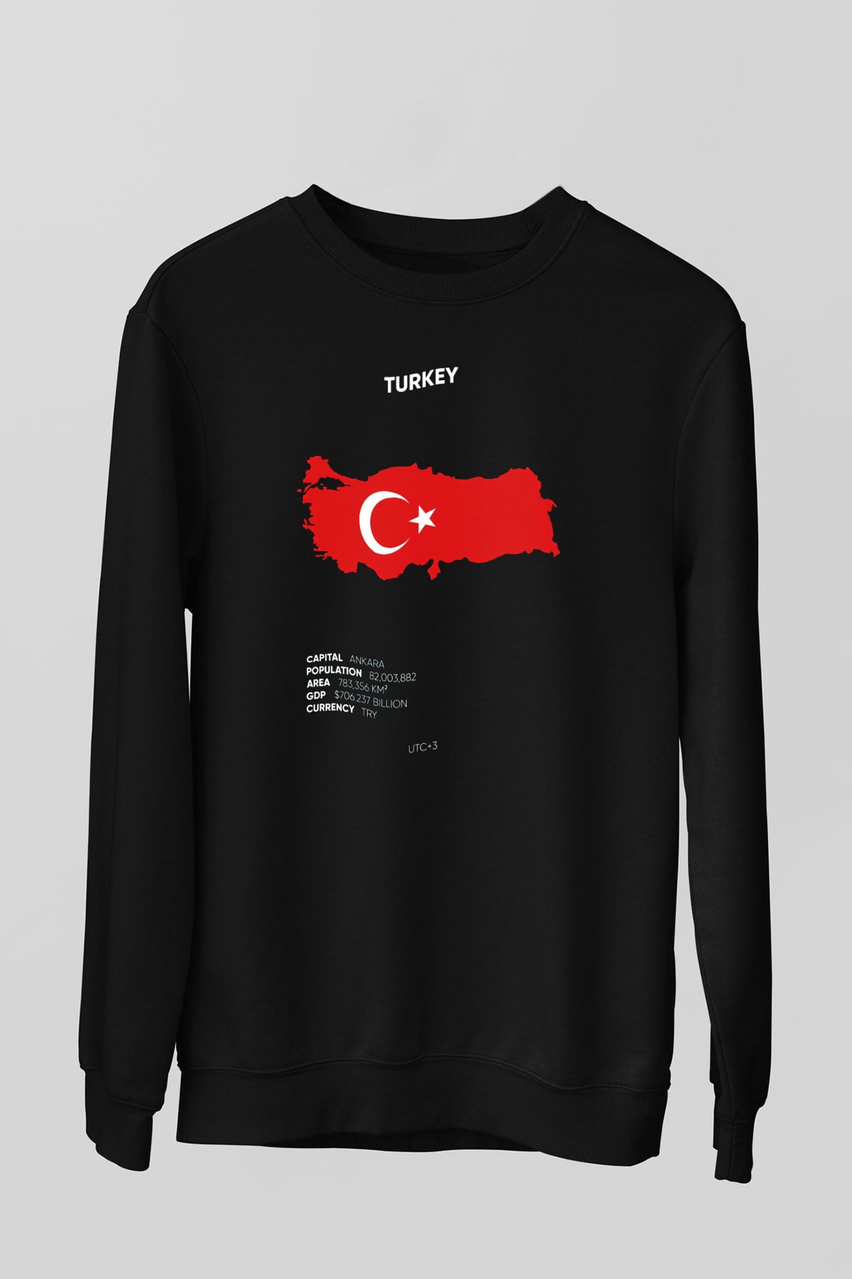 Türkiye Siyah Unisex Sweatshirt