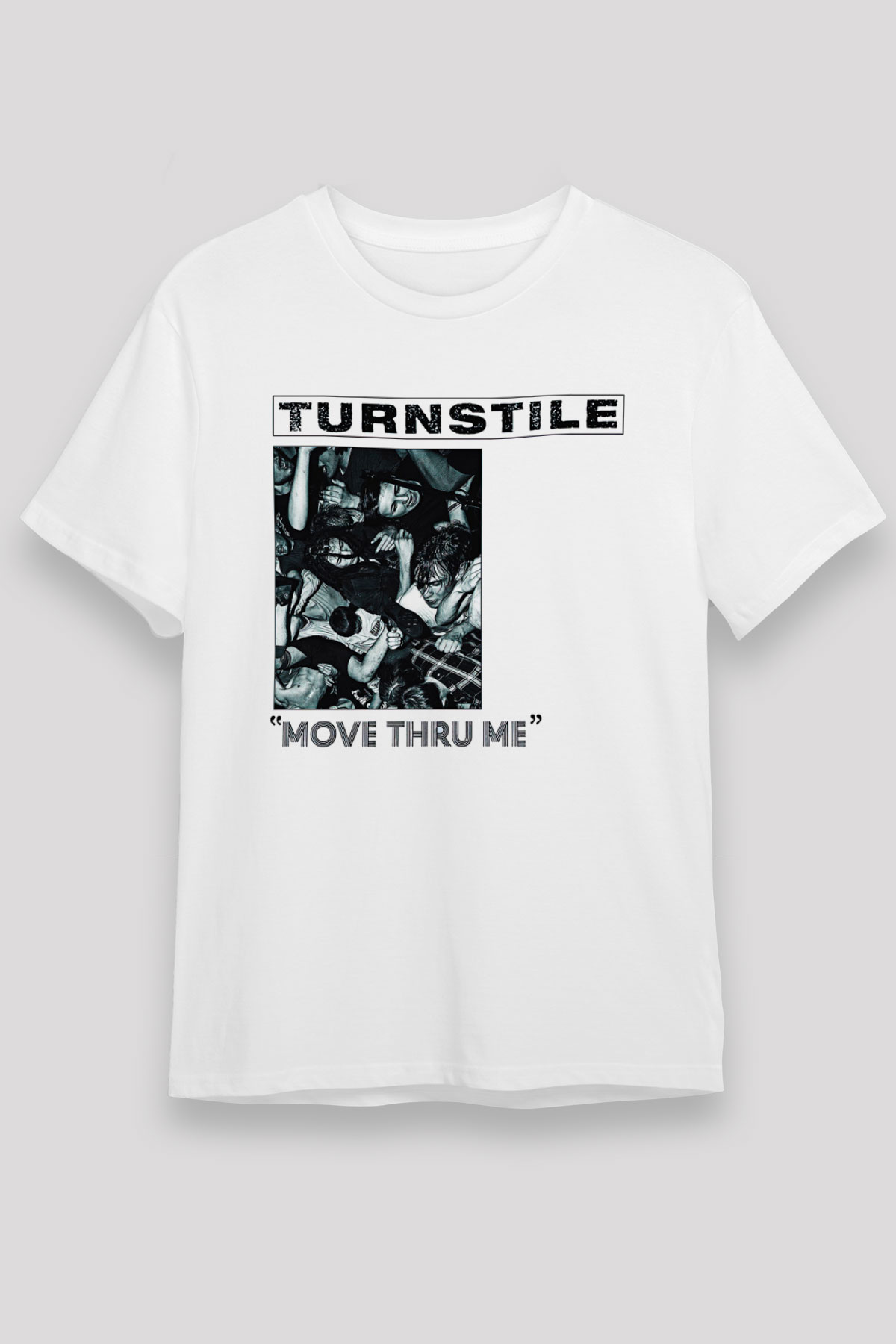 Turnstile Baskılı Unisex Beyaz Tişört - Tshirt