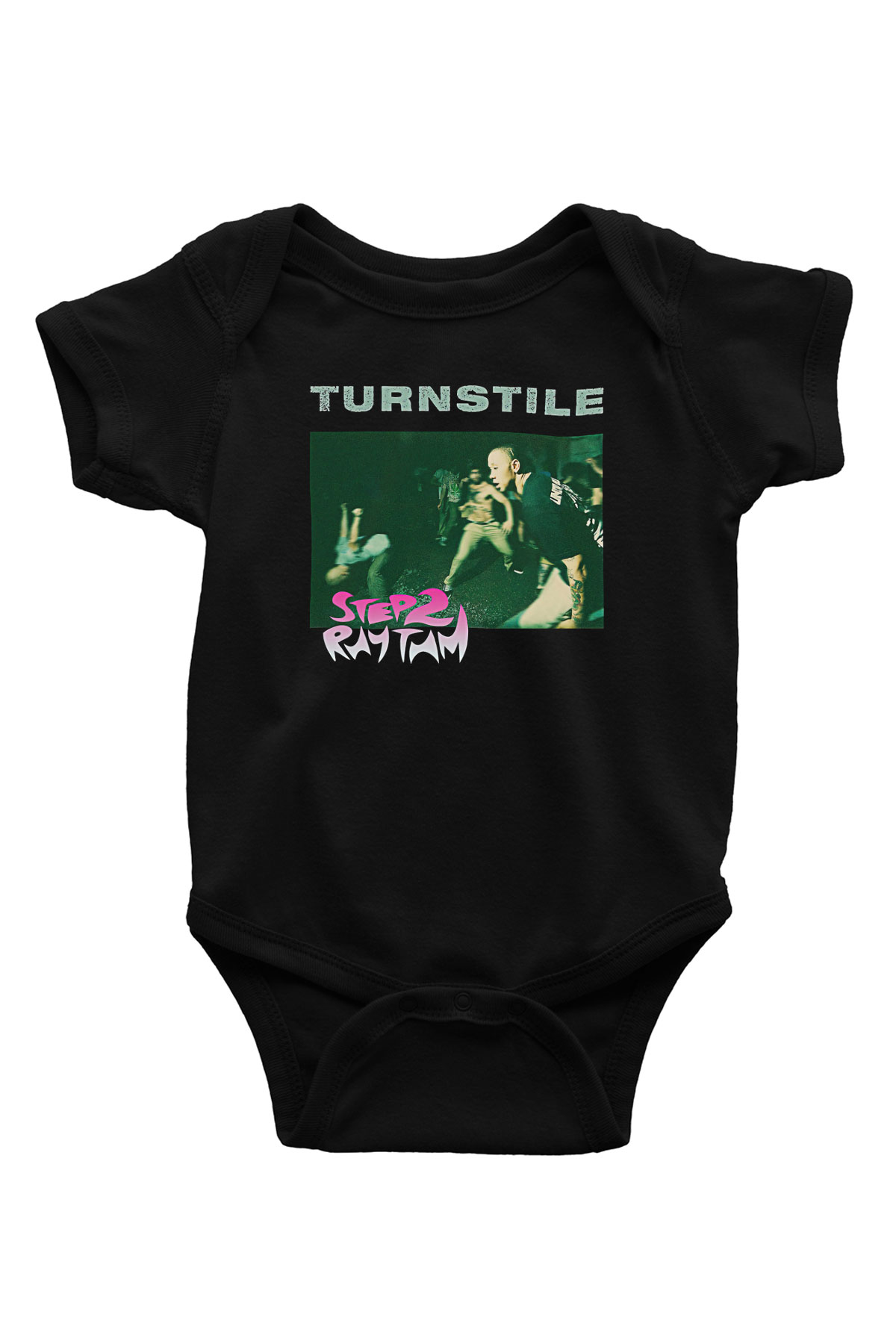 Turnstile Baskılı Unisex Siyah Bebek Body - Zıbın