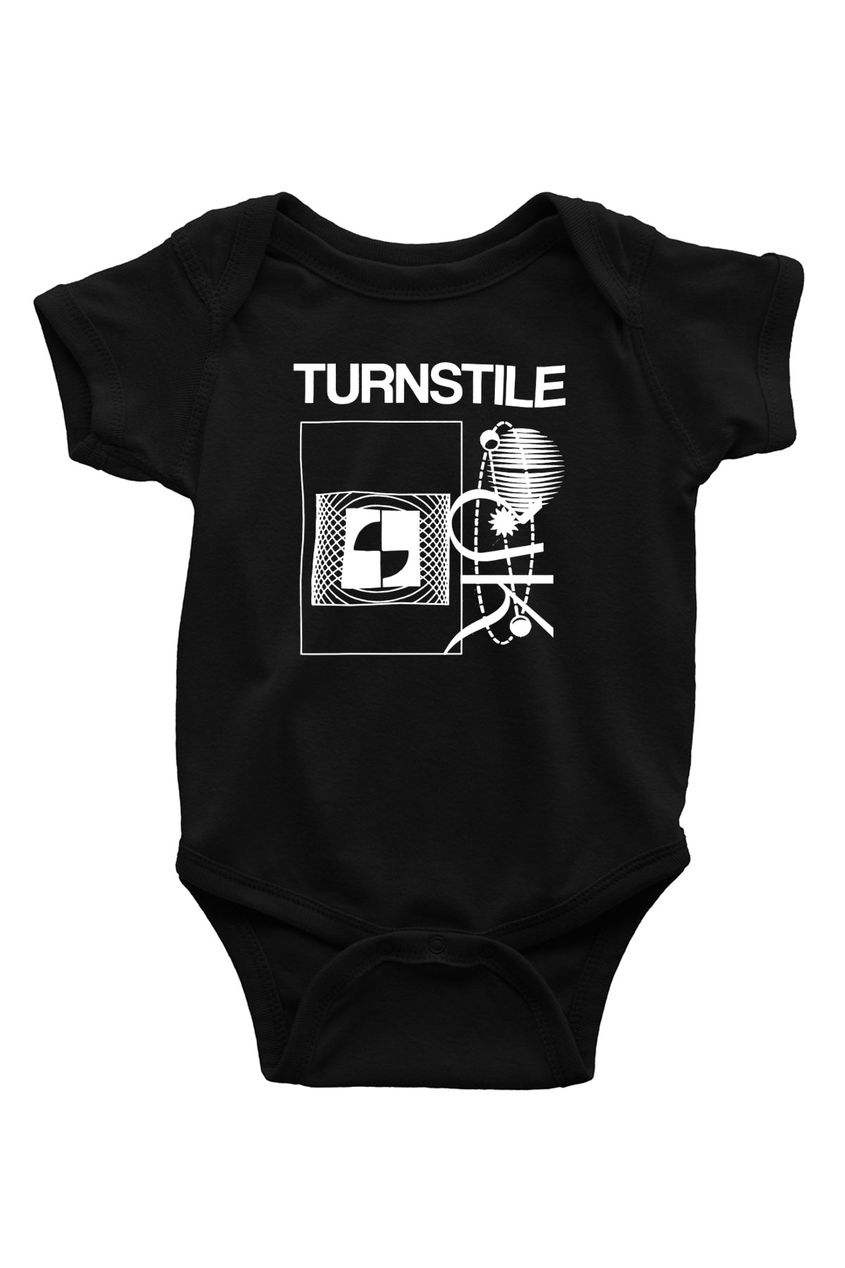 Turnstile Baskılı Unisex Siyah Bebek Body - Zıbın