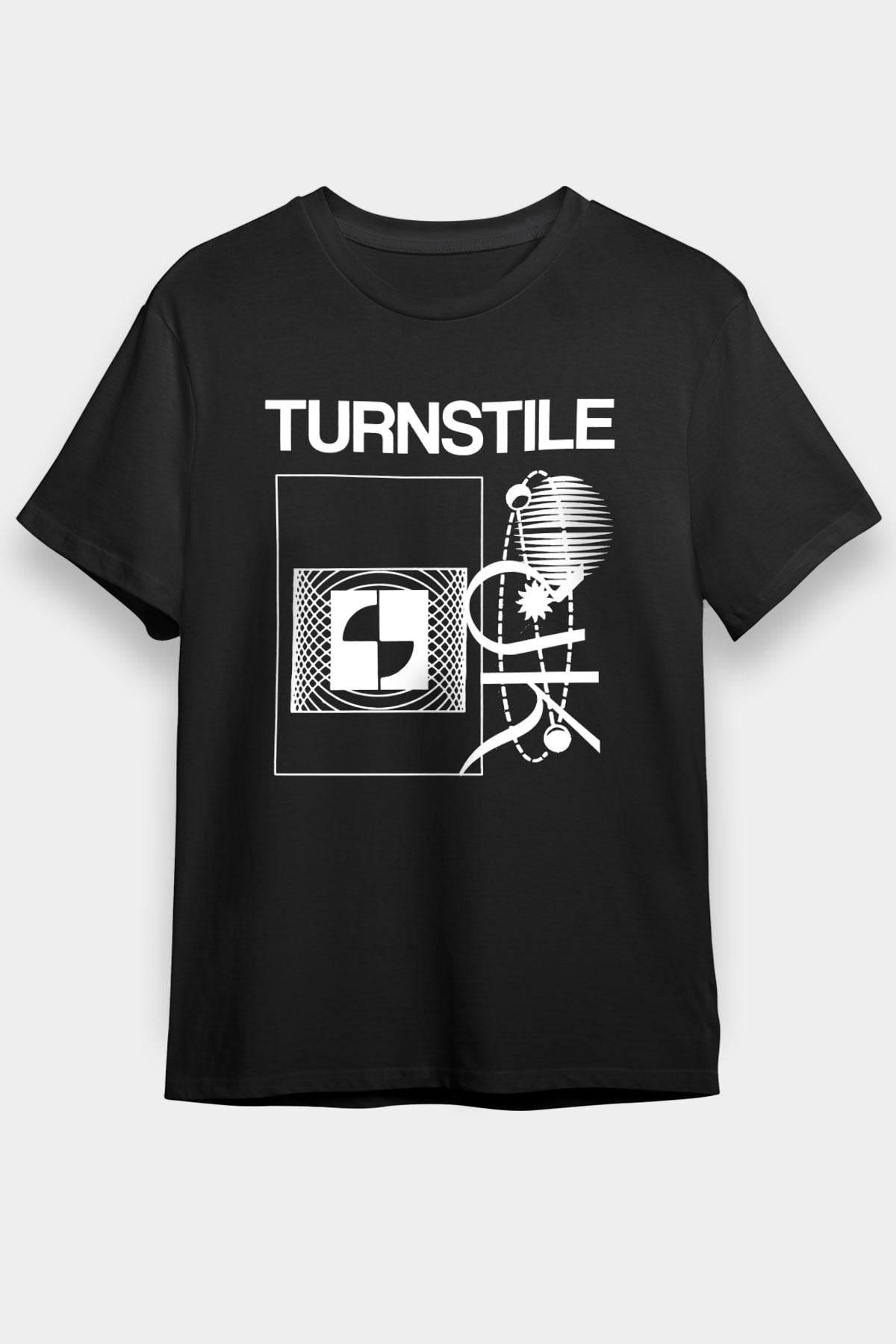 Turnstile Baskılı Unisex Siyah Tişört - Tshirt