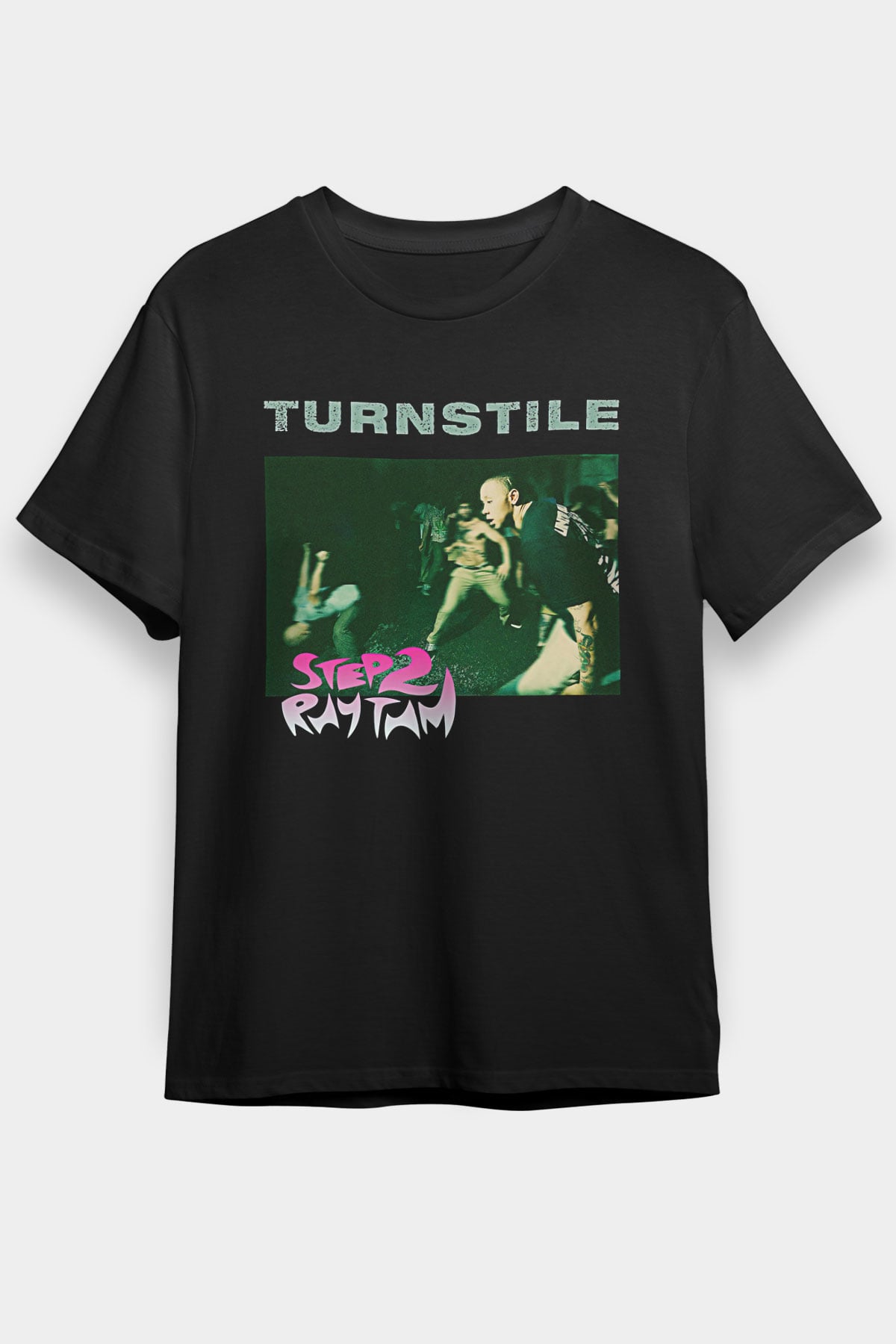 Turnstile Baskılı Unisex Siyah Tişört - Tshirt