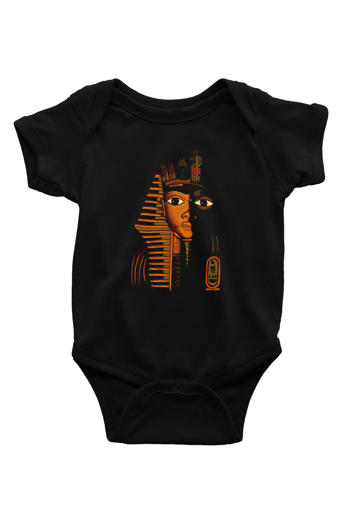 Tutankhamun Baskılı Unisex Siyah Bebek Body - Zıbın