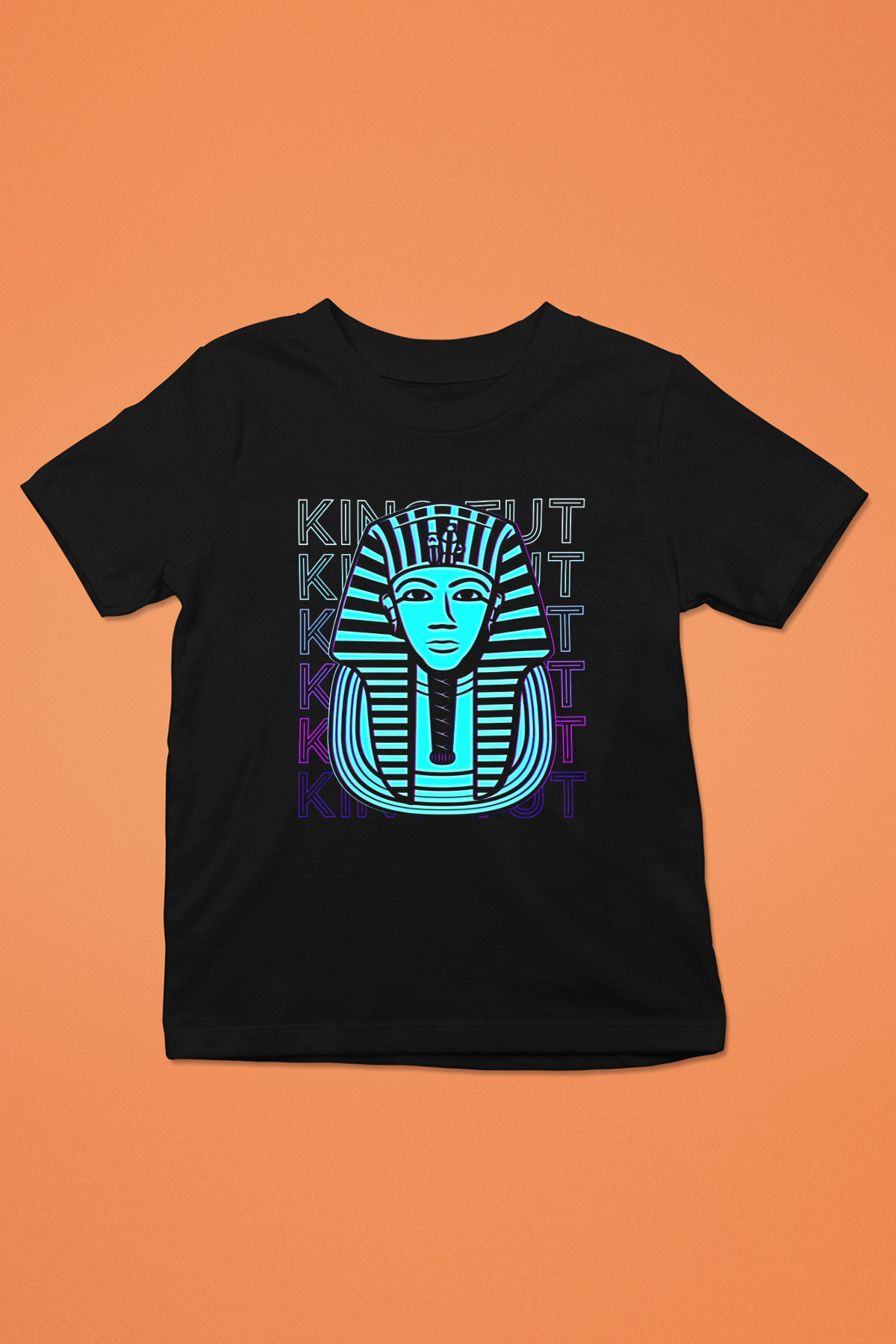 Tutankhamun Baskılı Unisex Siyah Çocuk Tişört - Tshirt