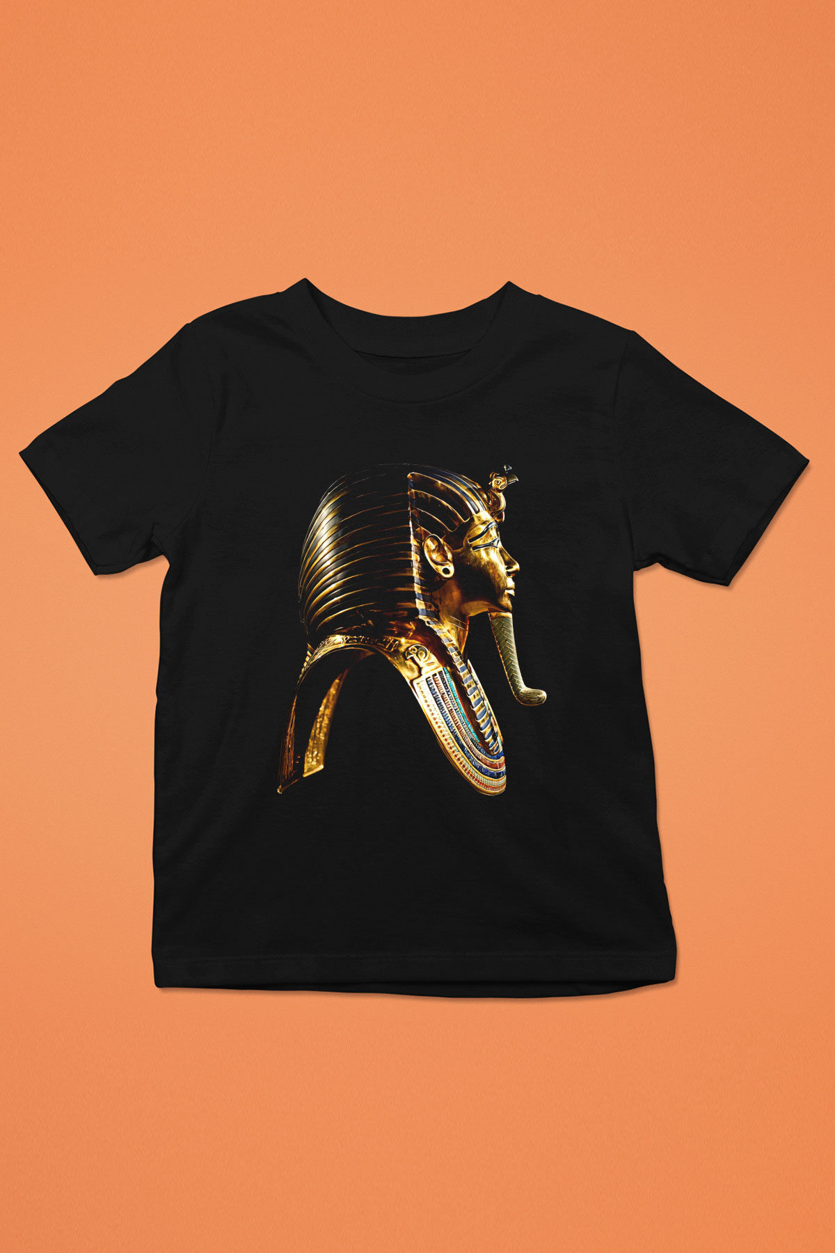 Tutankhamun Baskılı Unisex Siyah Çocuk Tişört - Tshirt
