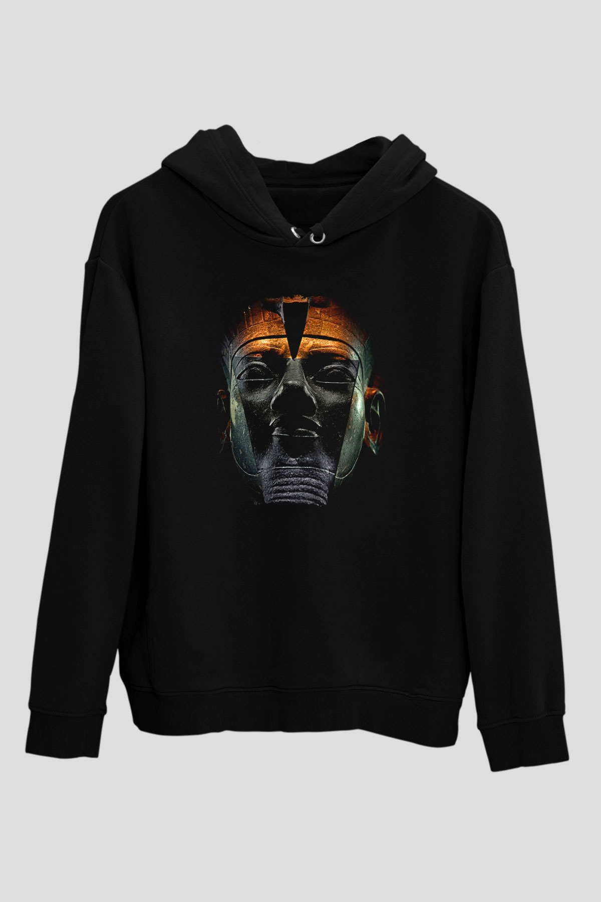 Tutankhamun Baskılı Unisex Siyah Hoodie