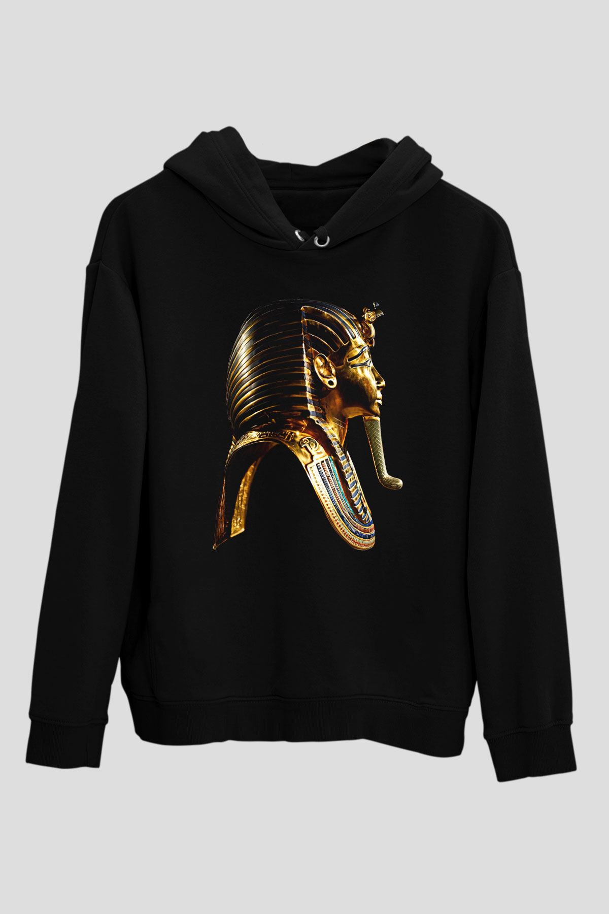 Tutankhamun Baskılı Unisex Siyah Hoodie