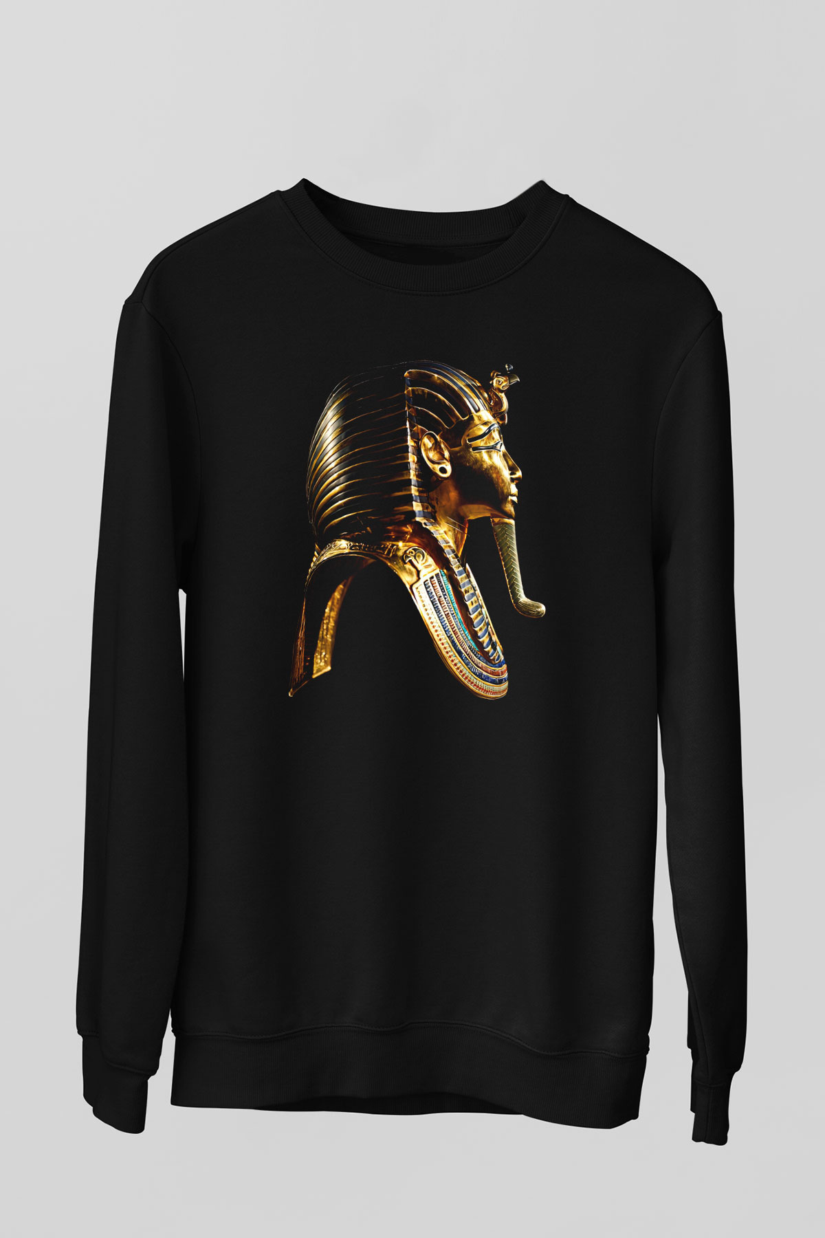 Tutankhamun Baskılı Unisex Siyah Sweatshirt