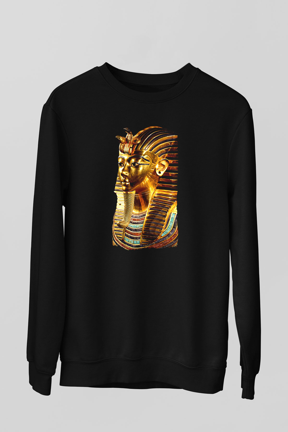 Tutankhamun Baskılı Unisex Siyah Sweatshirt