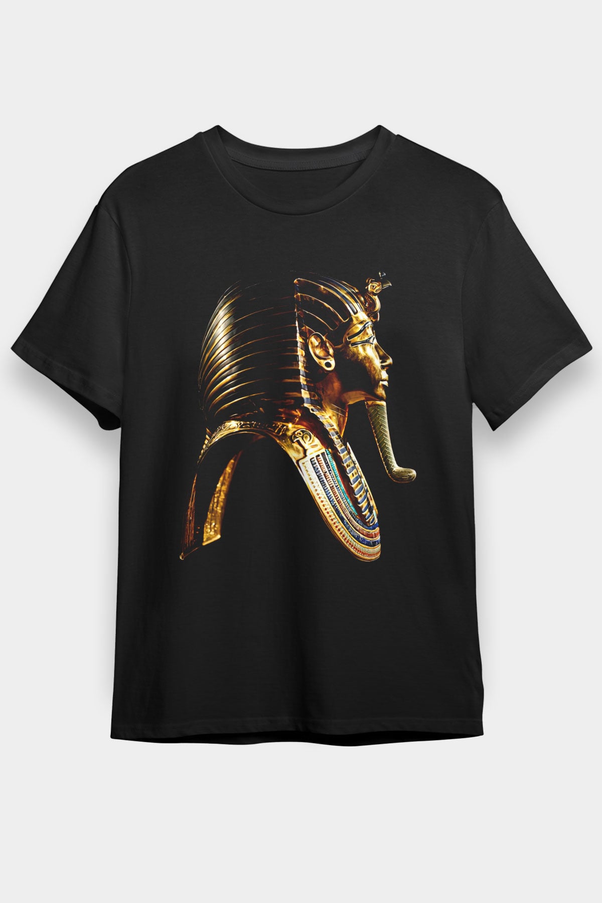 Tutankhamun Baskılı Unisex Siyah Tişört - Tshirt