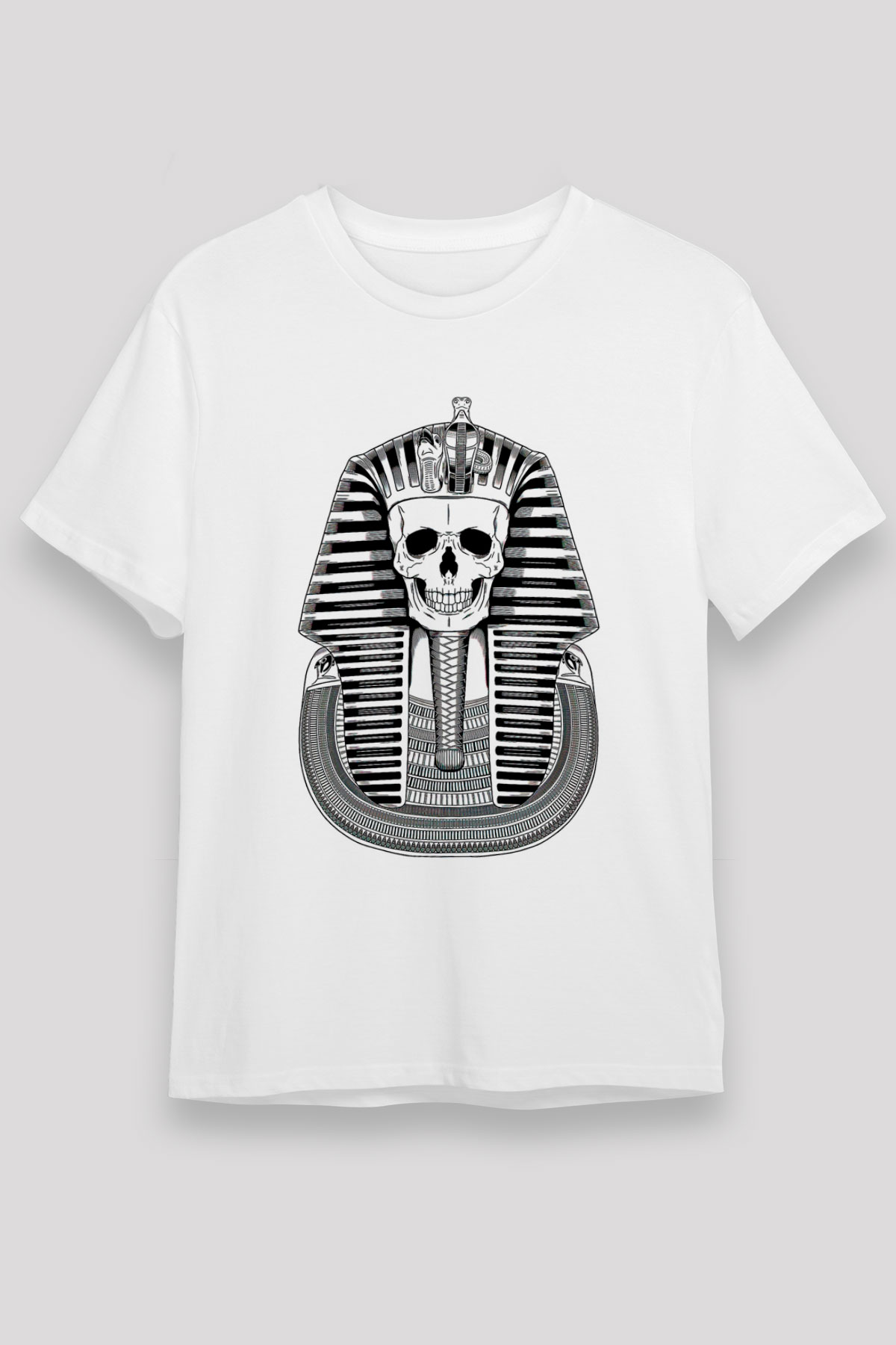 Tutankhamun Unisex Baskılı Beyaz Tişört - Tshirt