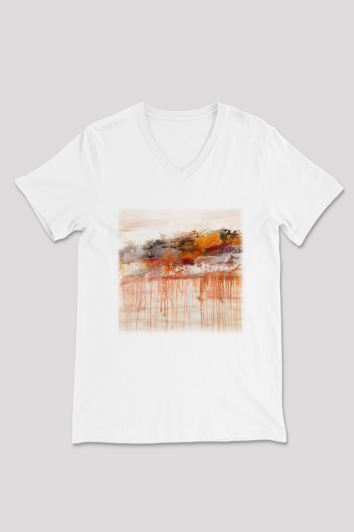 Tuval Beyaz Unisex V Yaka Tişört T-Shirt