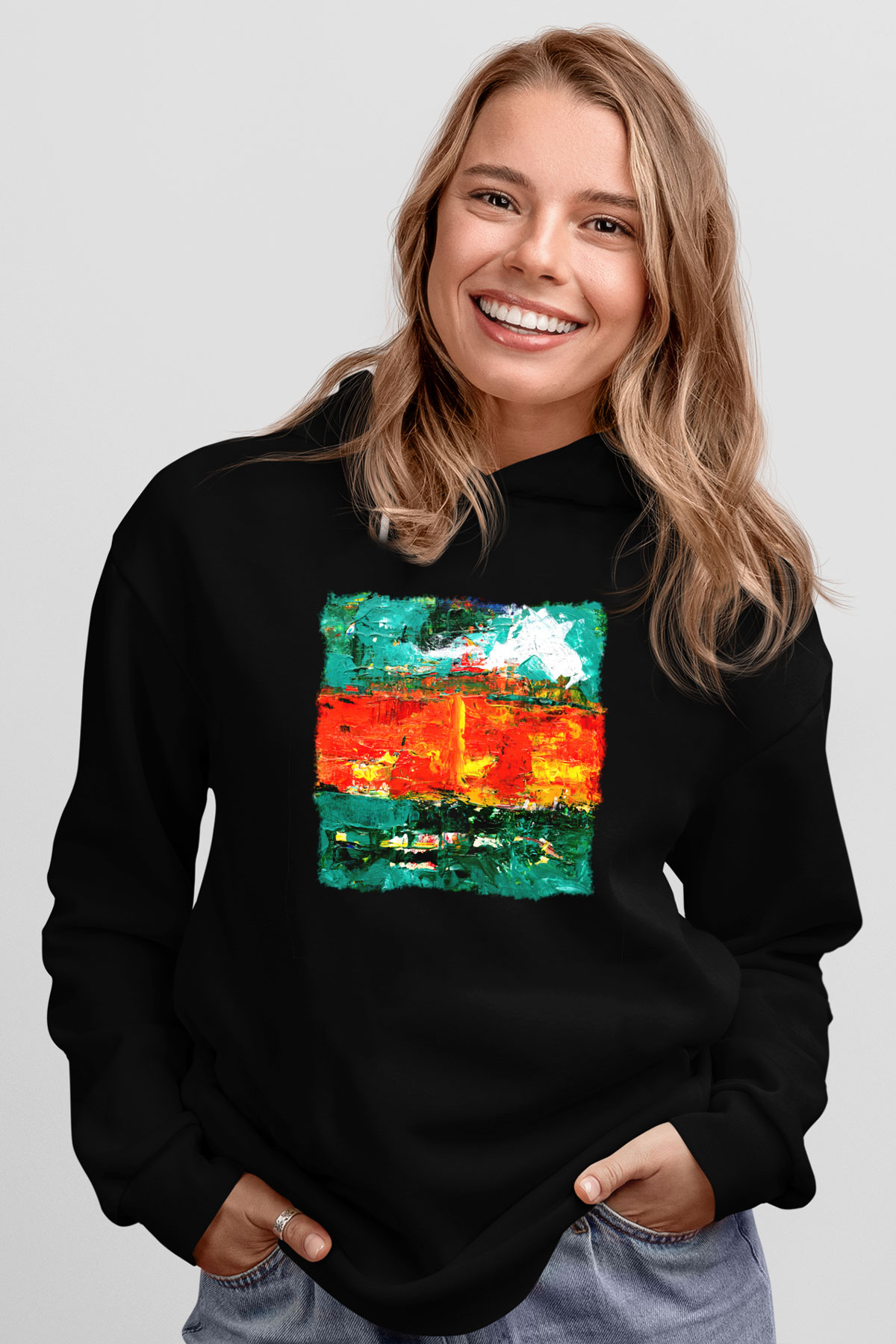 Tuval Siyah Unisex Hoodie