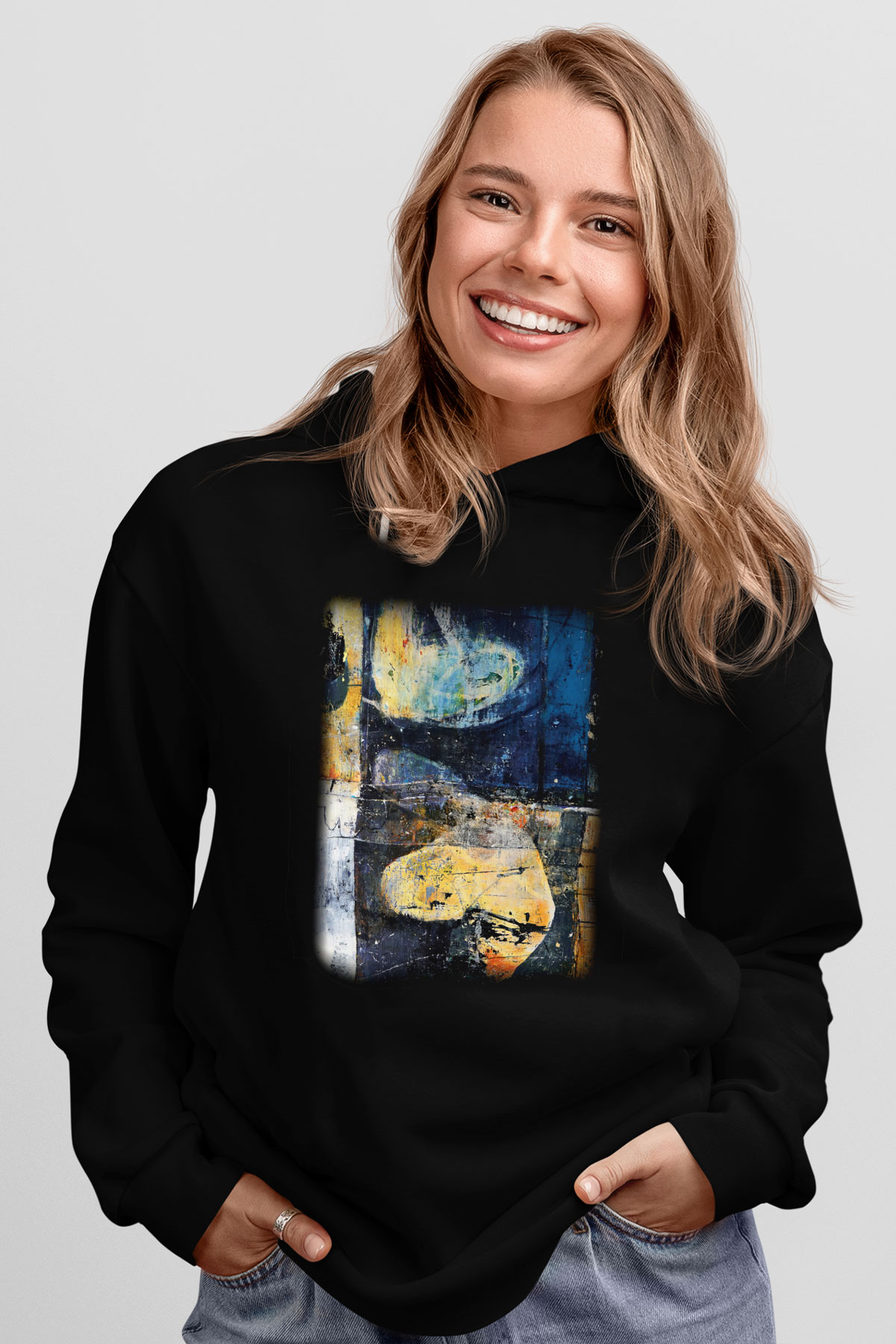 Tuval Siyah Unisex Hoodie