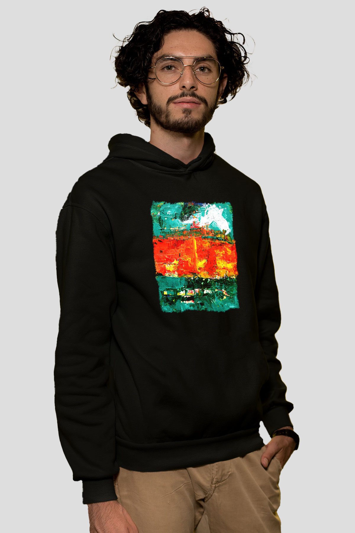 Tuval Siyah Unisex Hoodie