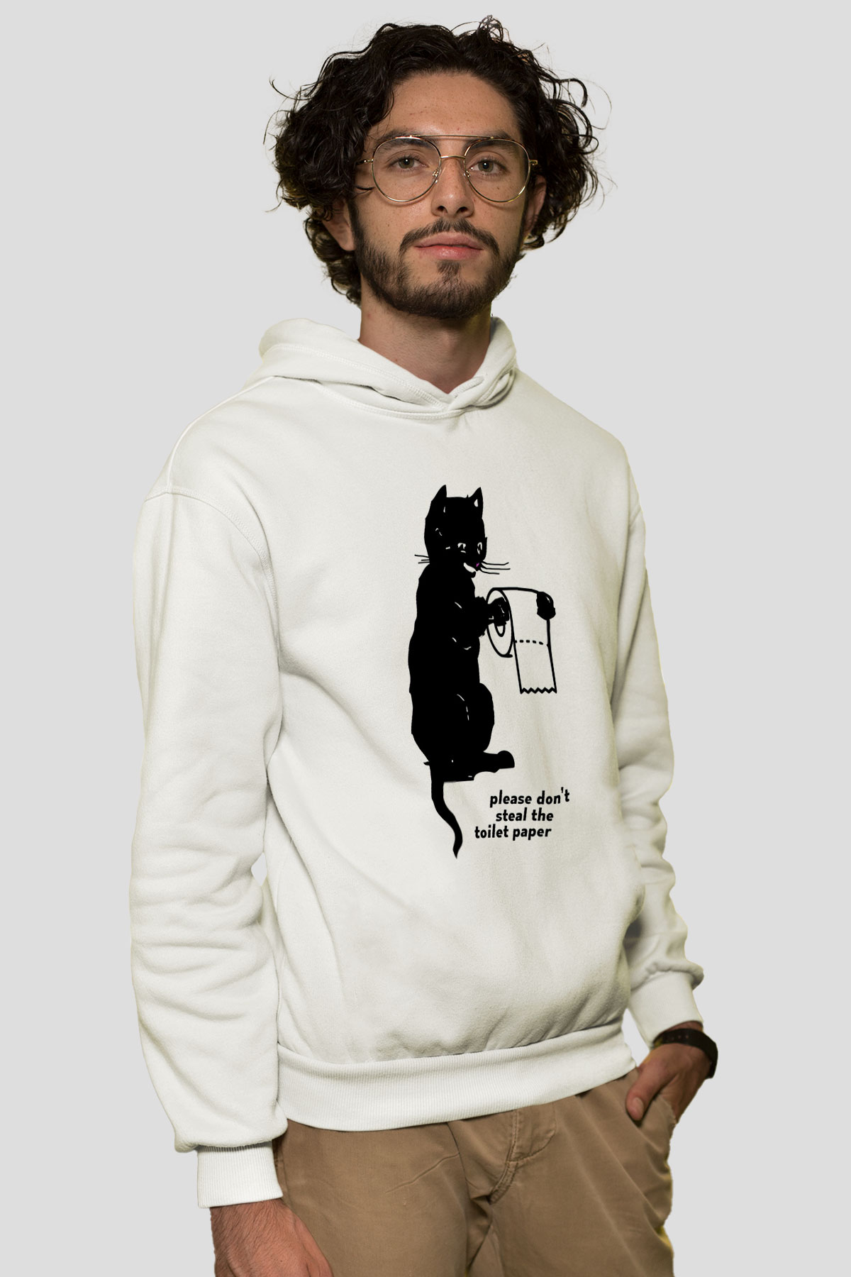 Tuvalet Kağıdı Çalmayın TemalıBeyaz  Unisex Hoodie