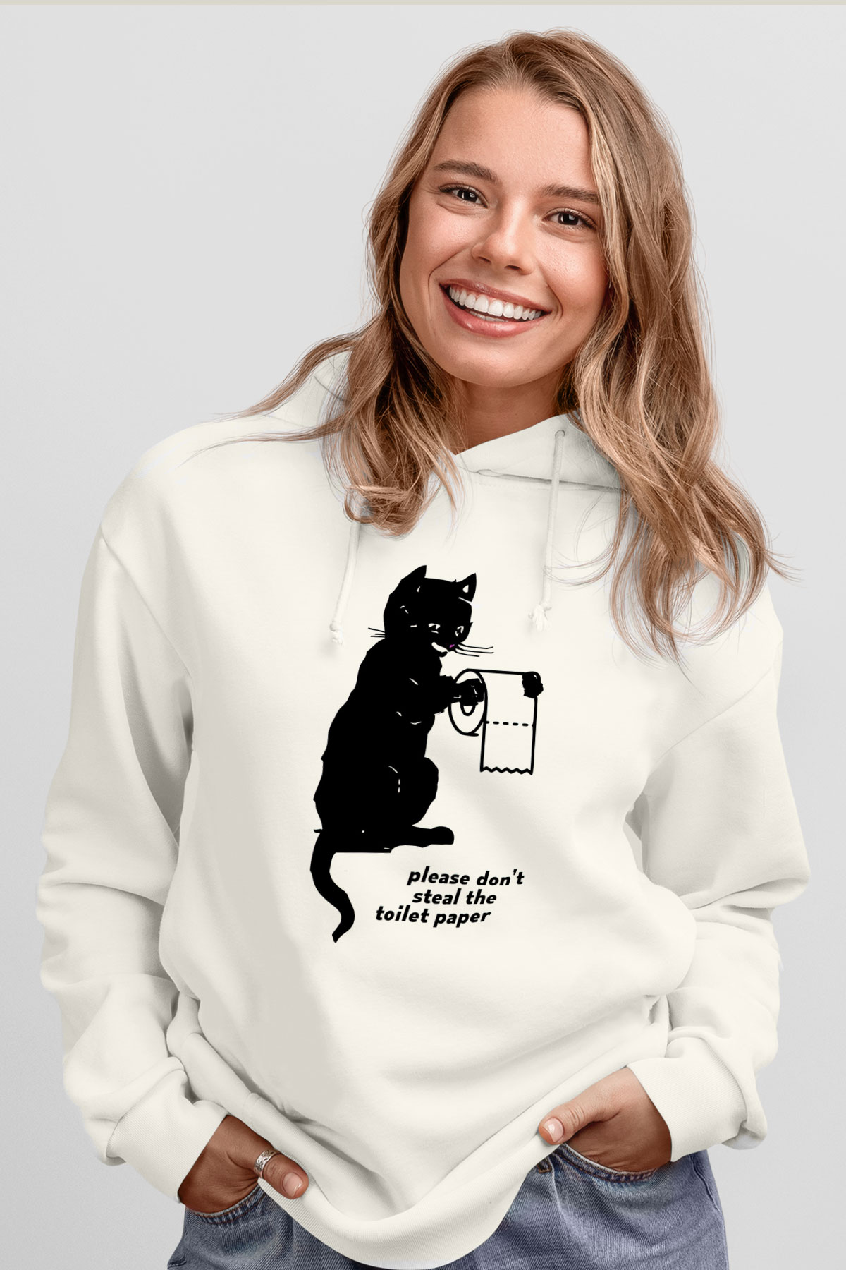 Tuvalet Kağıdı Çalmayın TemalıBeyaz  Unisex Hoodie