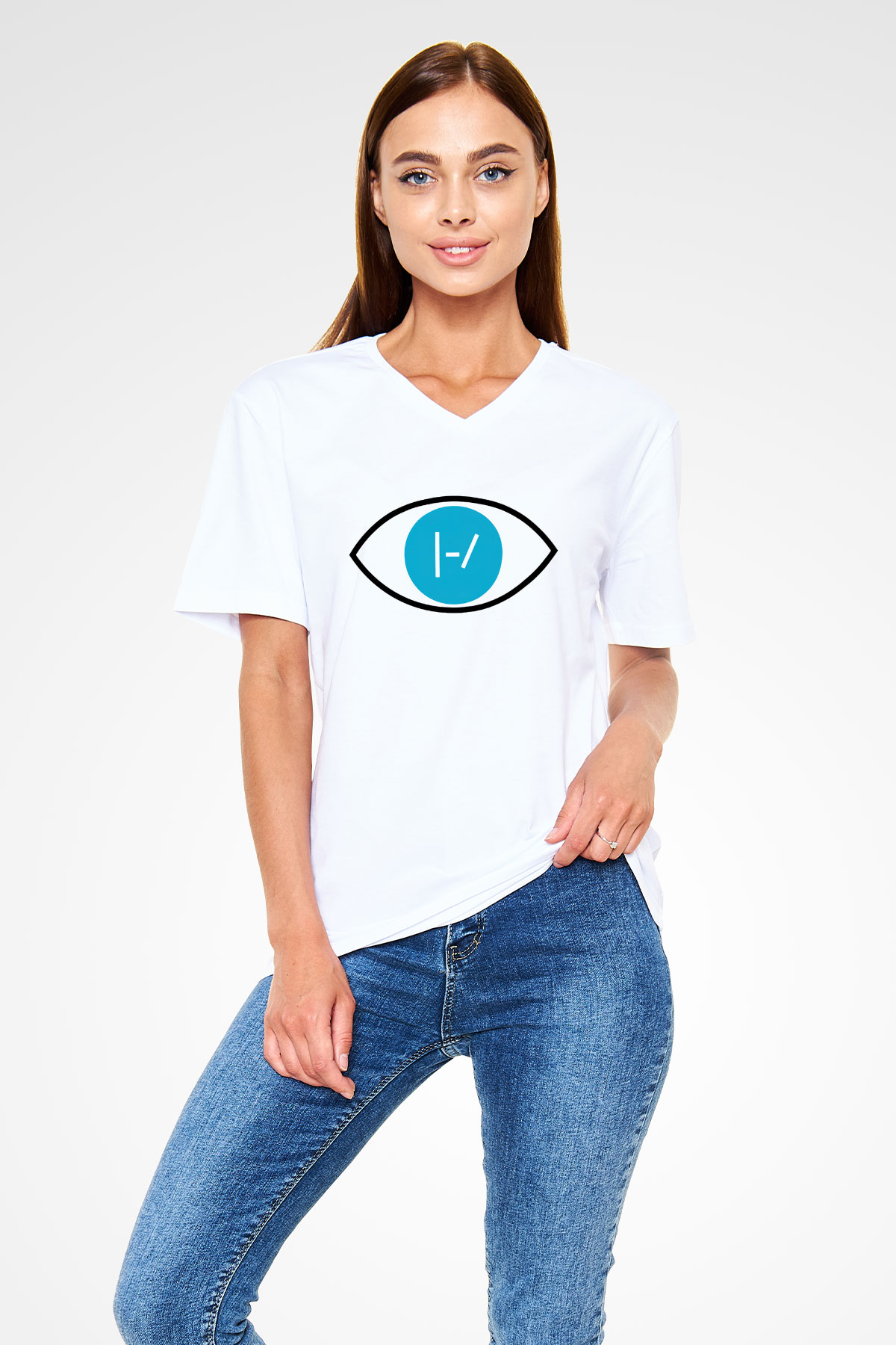 Twenty One Pilots Beyaz Unisex V Yaka Tişört T-Shirt