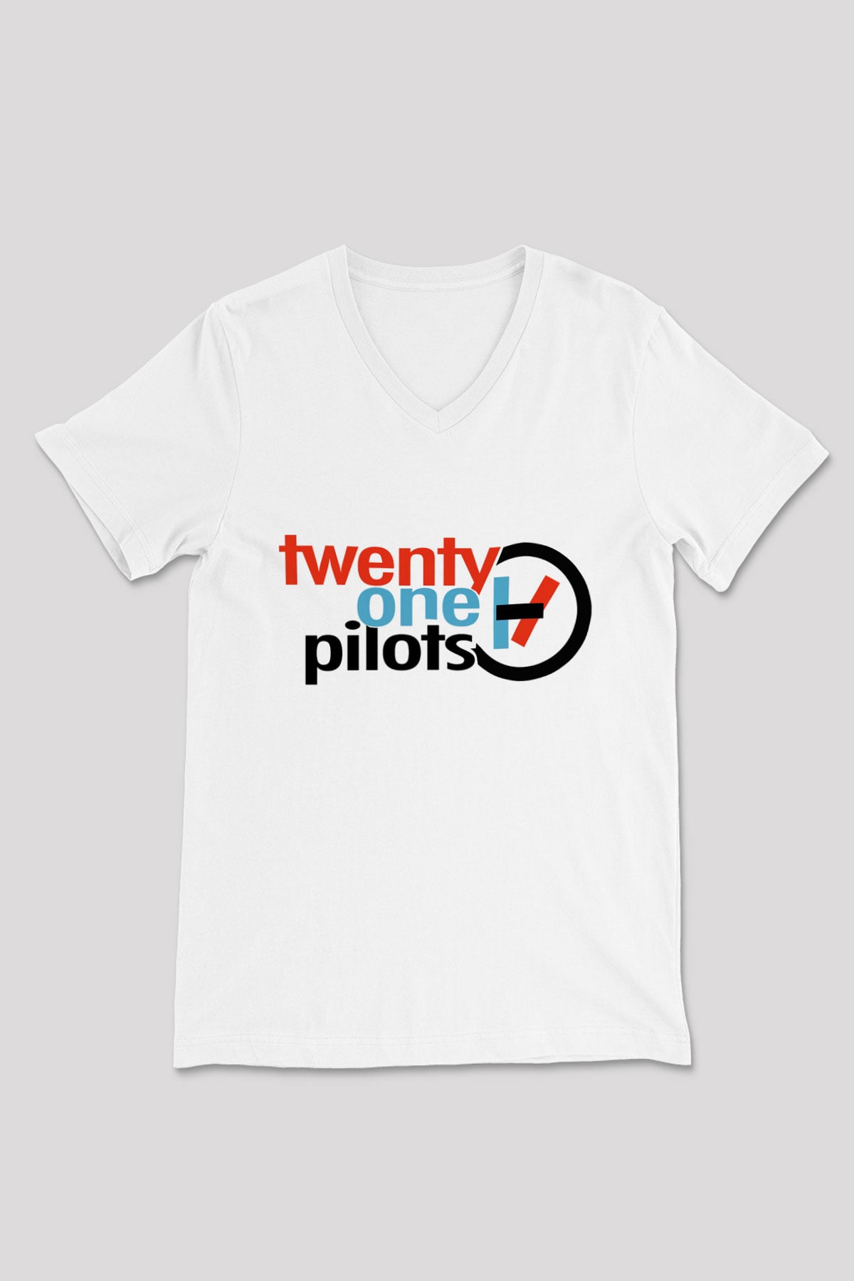 Twenty One Pilots Beyaz Unisex V Yaka Tişört T-Shirt