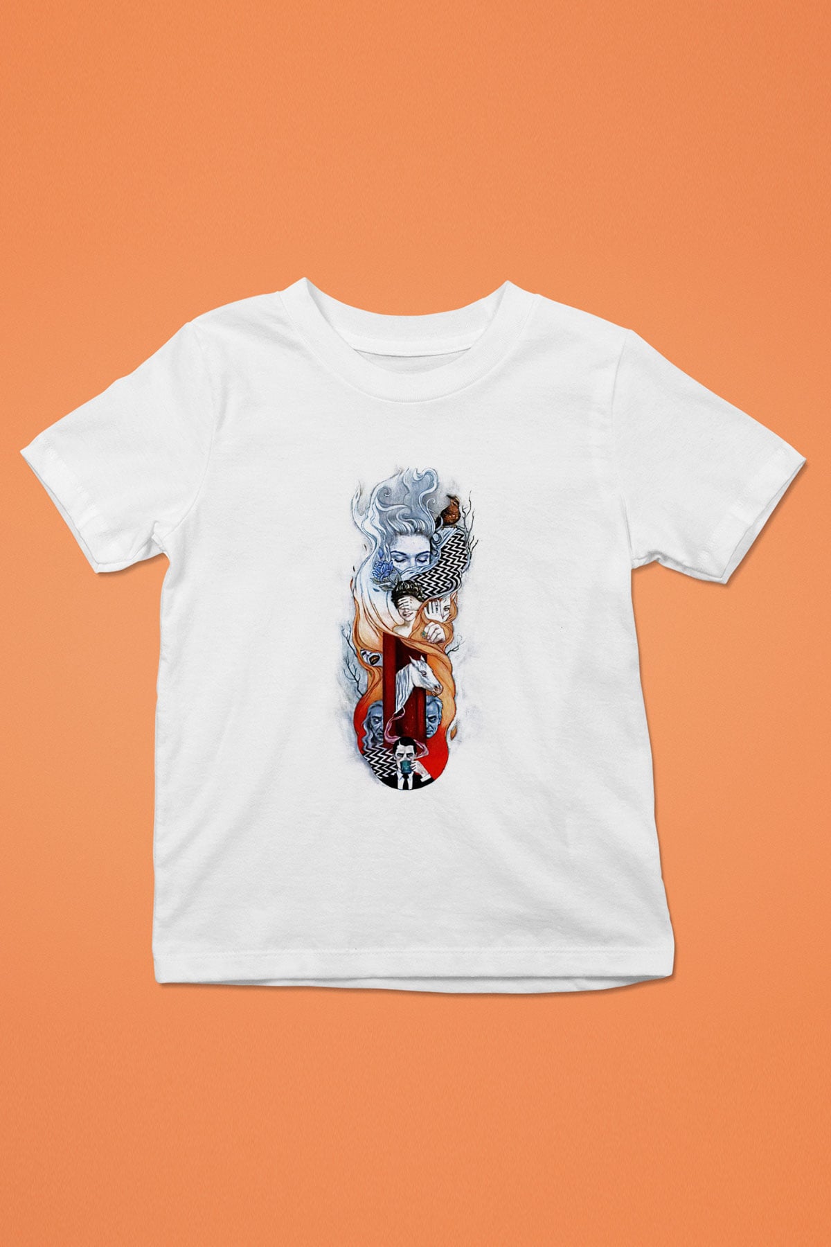 Twin Peaks Baskılı Beyaz Unisex Çocuk Tişört