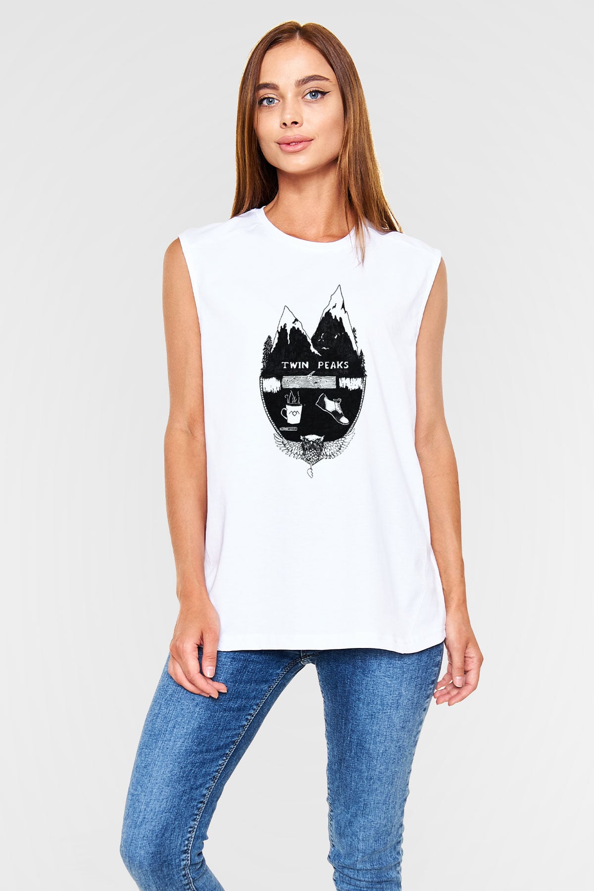 Twin Peaks Beyaz Unisex Kolsuz Tişört