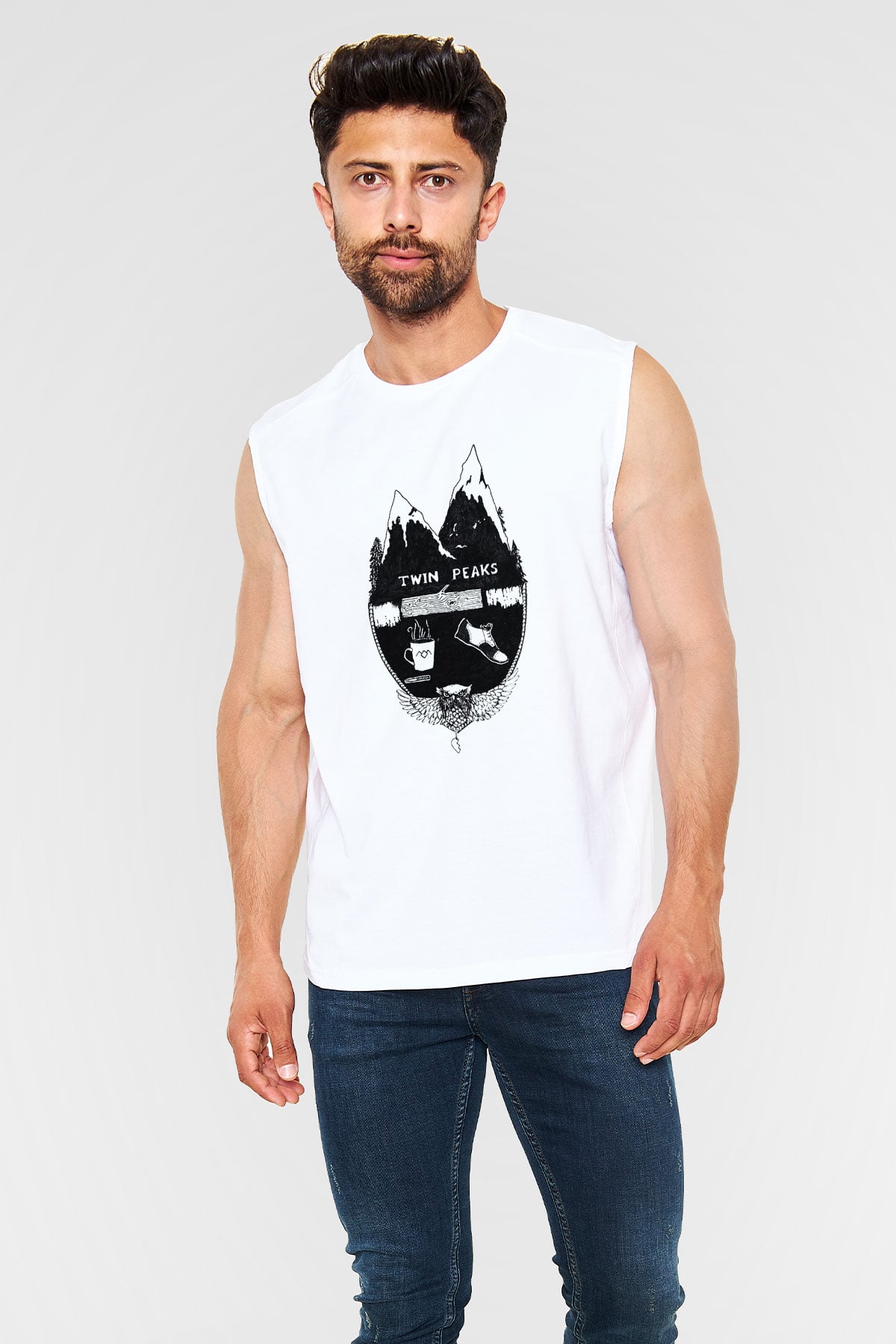 Twin Peaks Beyaz Unisex Kolsuz Tişört