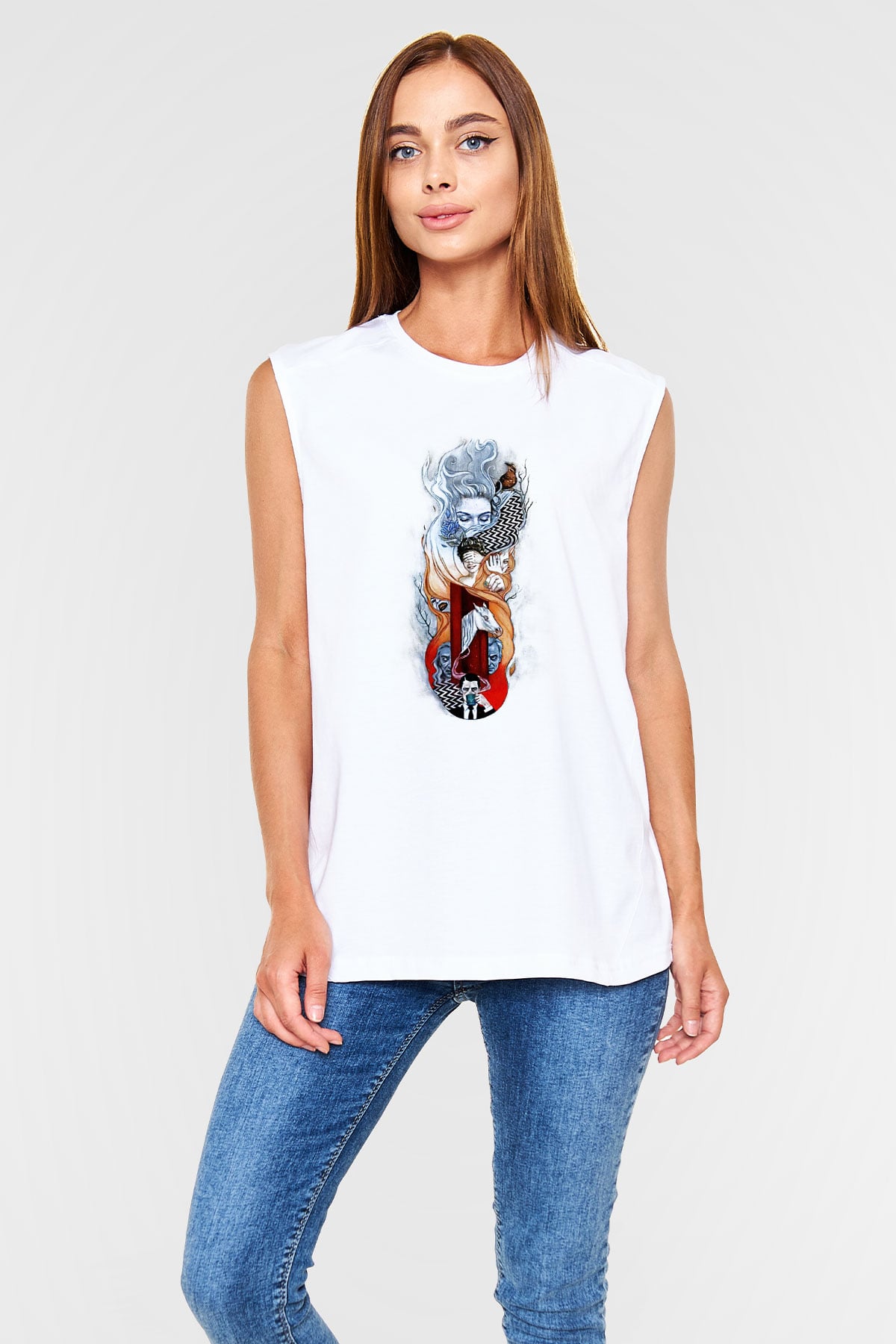 Twin Peaks Beyaz Unisex Kolsuz Tişört
