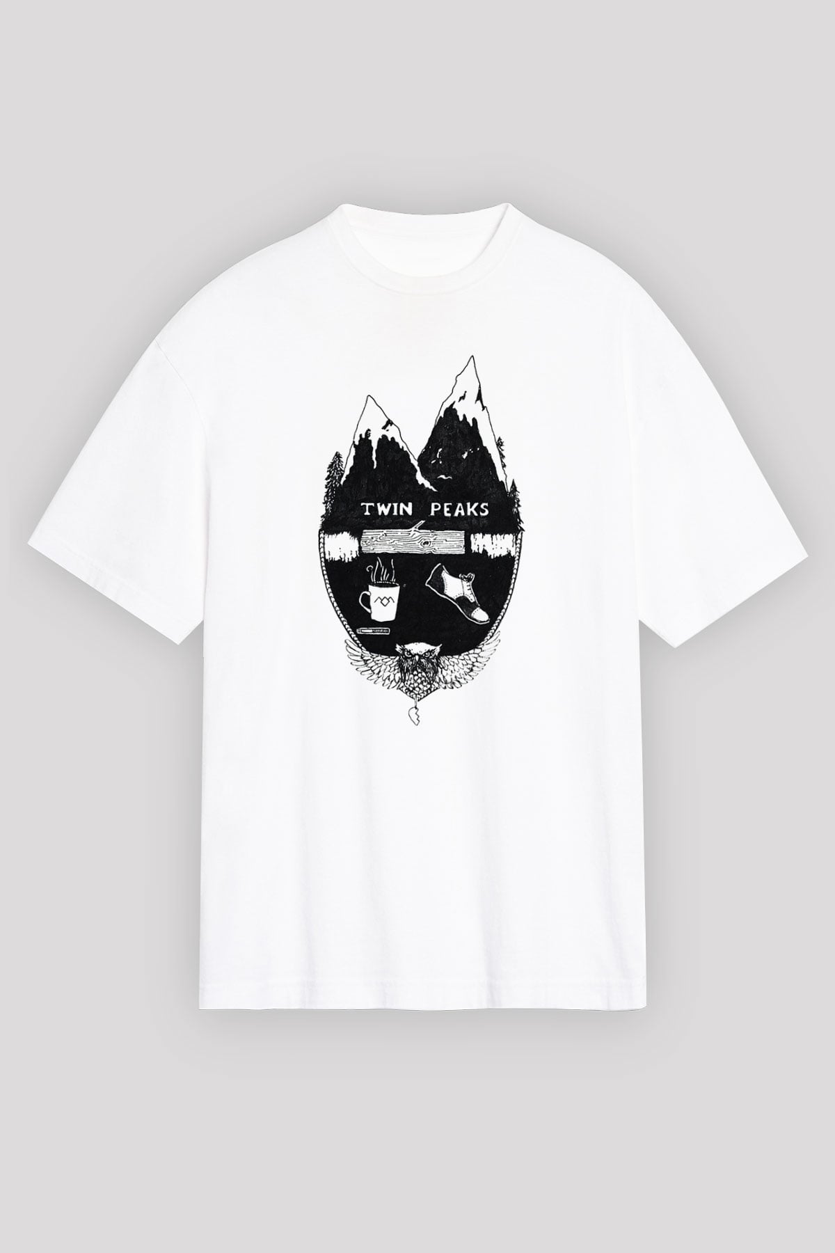 Twin Peaks Beyaz Unisex Oversize Tişört T-Shirt