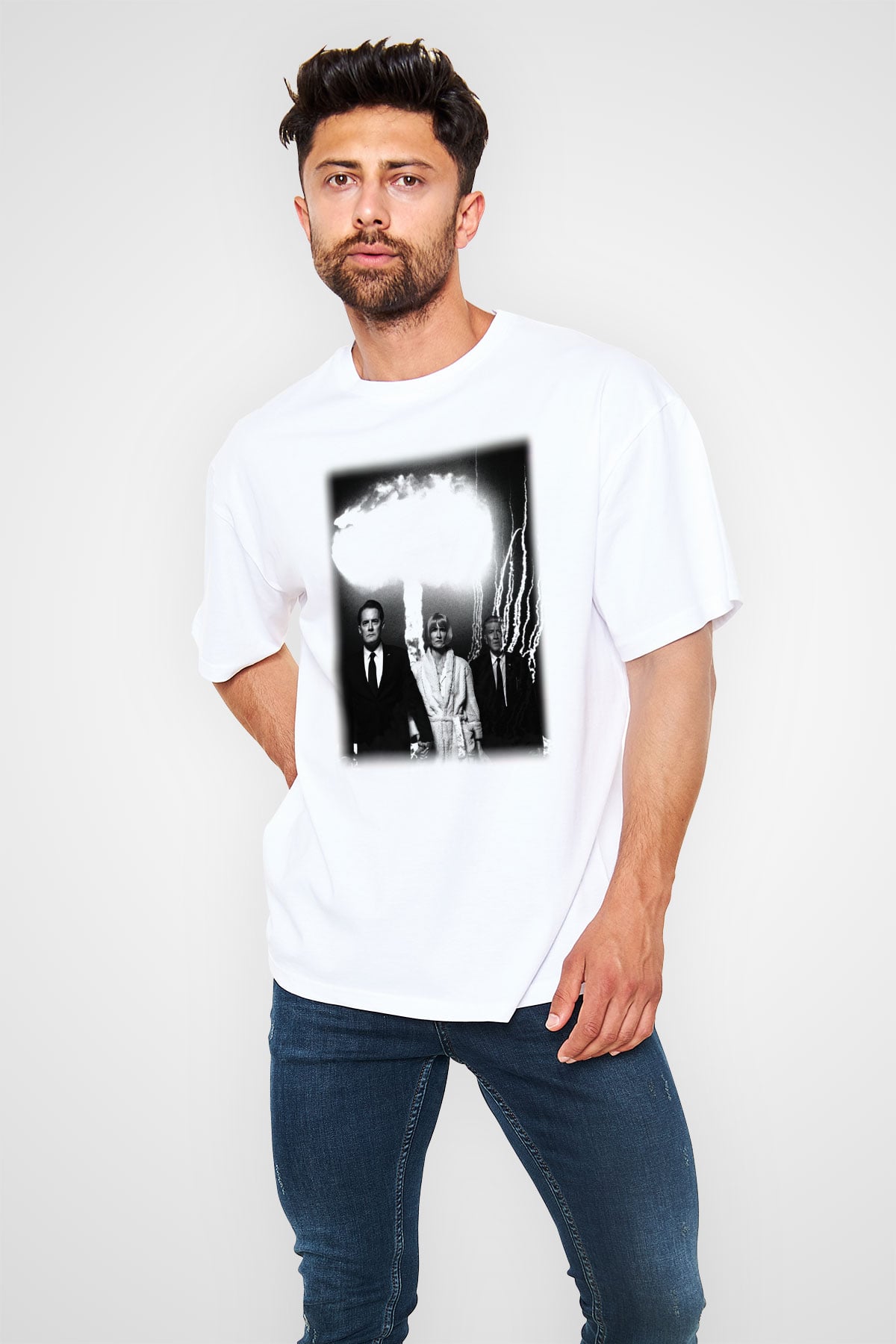 Twin Peaks Beyaz Unisex Oversize Tişört T-Shirt