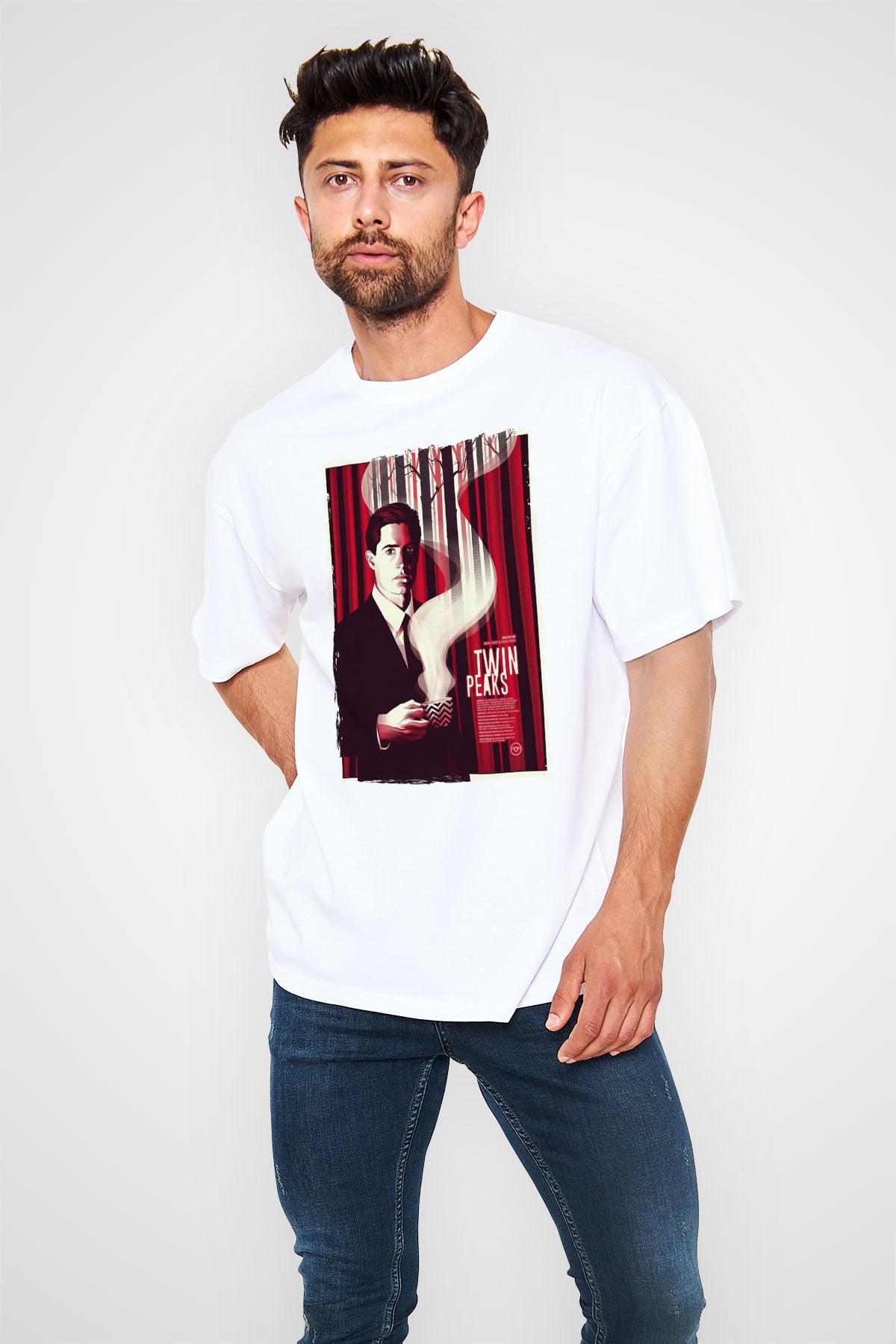 Twin Peaks Beyaz Oversize Tişört Oversize T-shirt