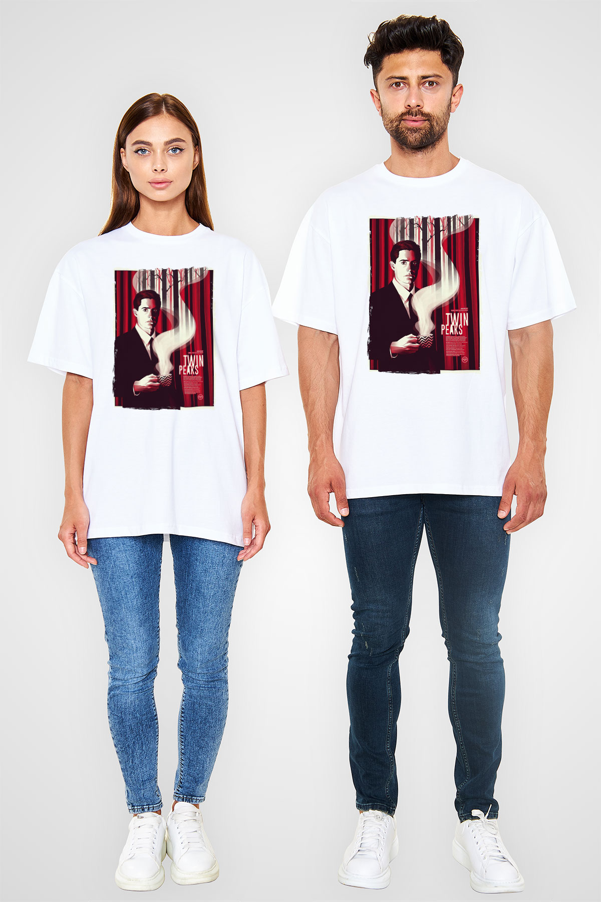 Twin Peaks Beyaz Oversize Tişört Oversize T-shirt