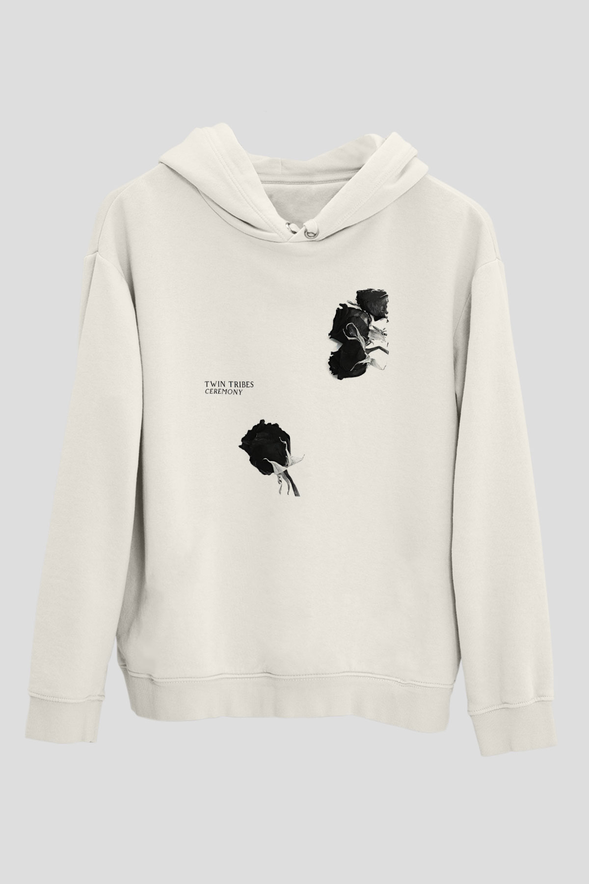 Twin Tribes Baskılı Beyaz Unisex Kapüşonlu Sweatshirt