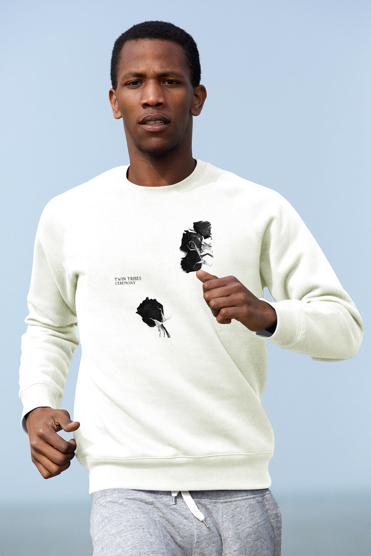 Twin Tribes Baskılı Beyaz Unisex Sweatshirt