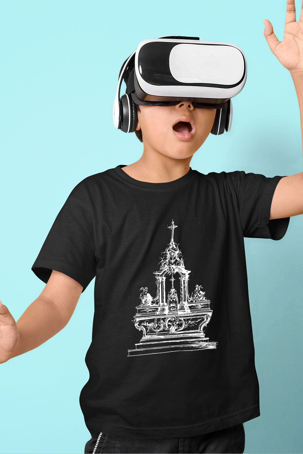 Twin Tribes Baskılı Unisex Siyah Çocuk Tişört - Tshirt