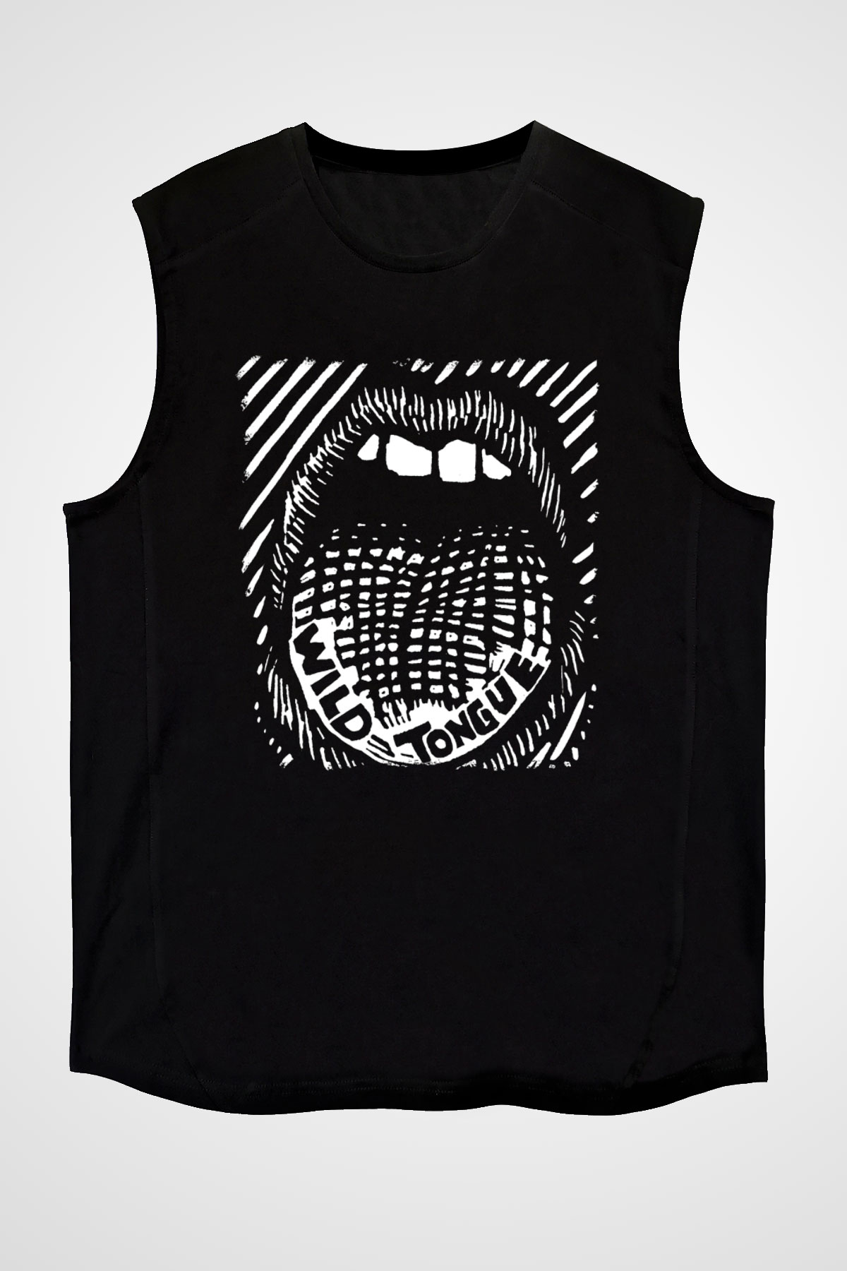 Twin Tribes Baskılı Unisex Siyah Kolsuz Tişört - Tshirt