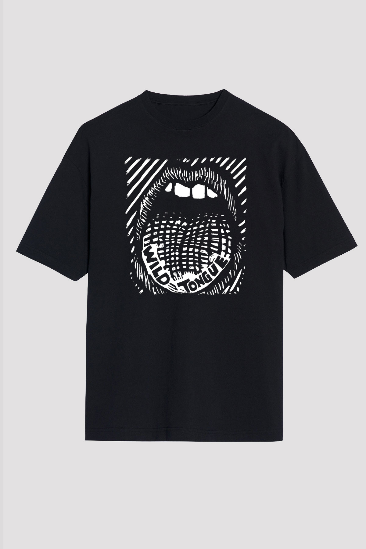 Twin Tribes Baskılı Unisex Siyah Oversize Tişört - Tshirt