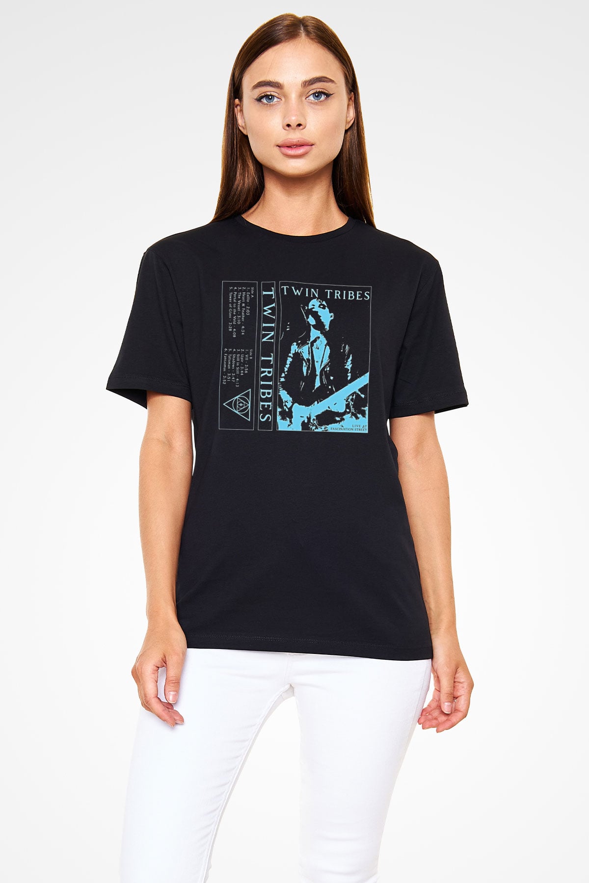 Twin Tribes Baskılı Unisex Siyah Tişört - Tshirt