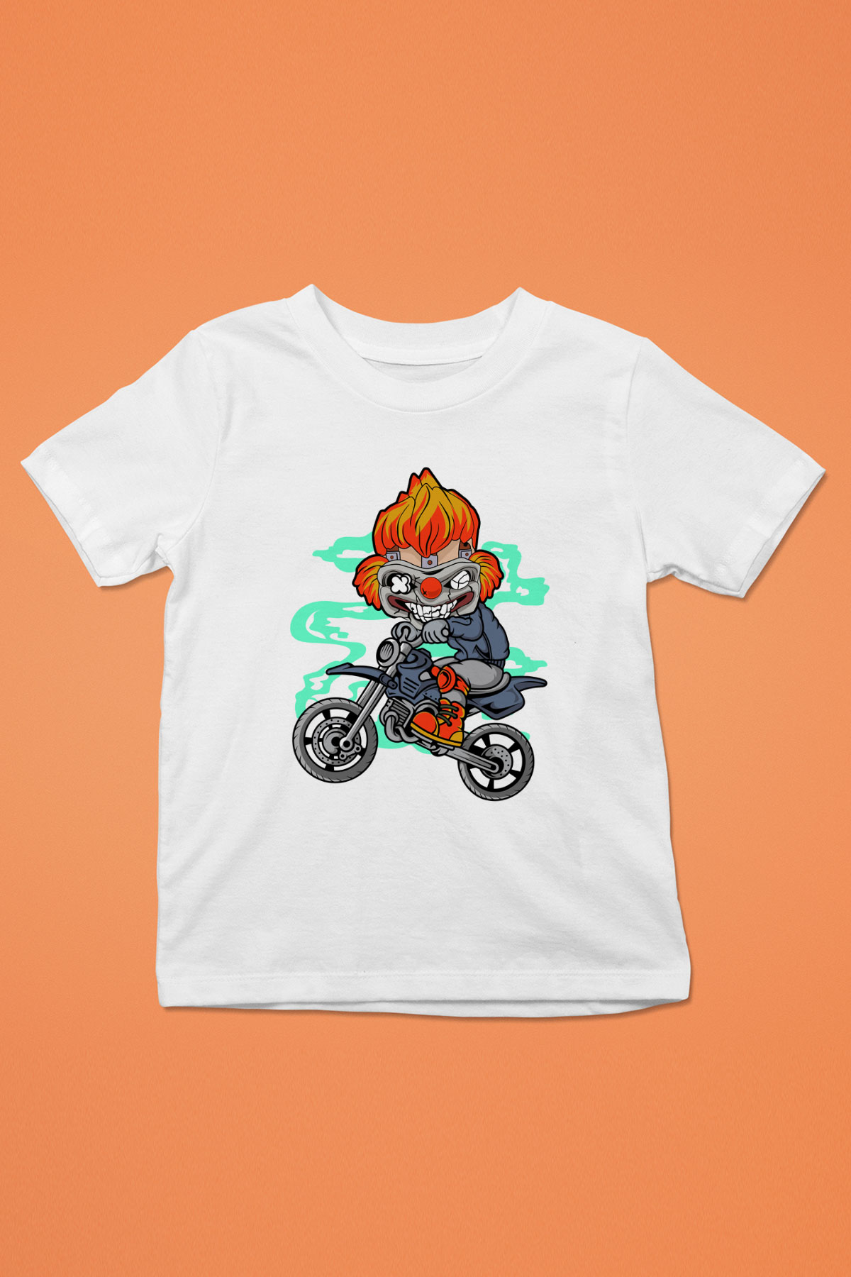 Twisted Metal Motocross Baskılı Beyaz Unisex Çocuk Tişört