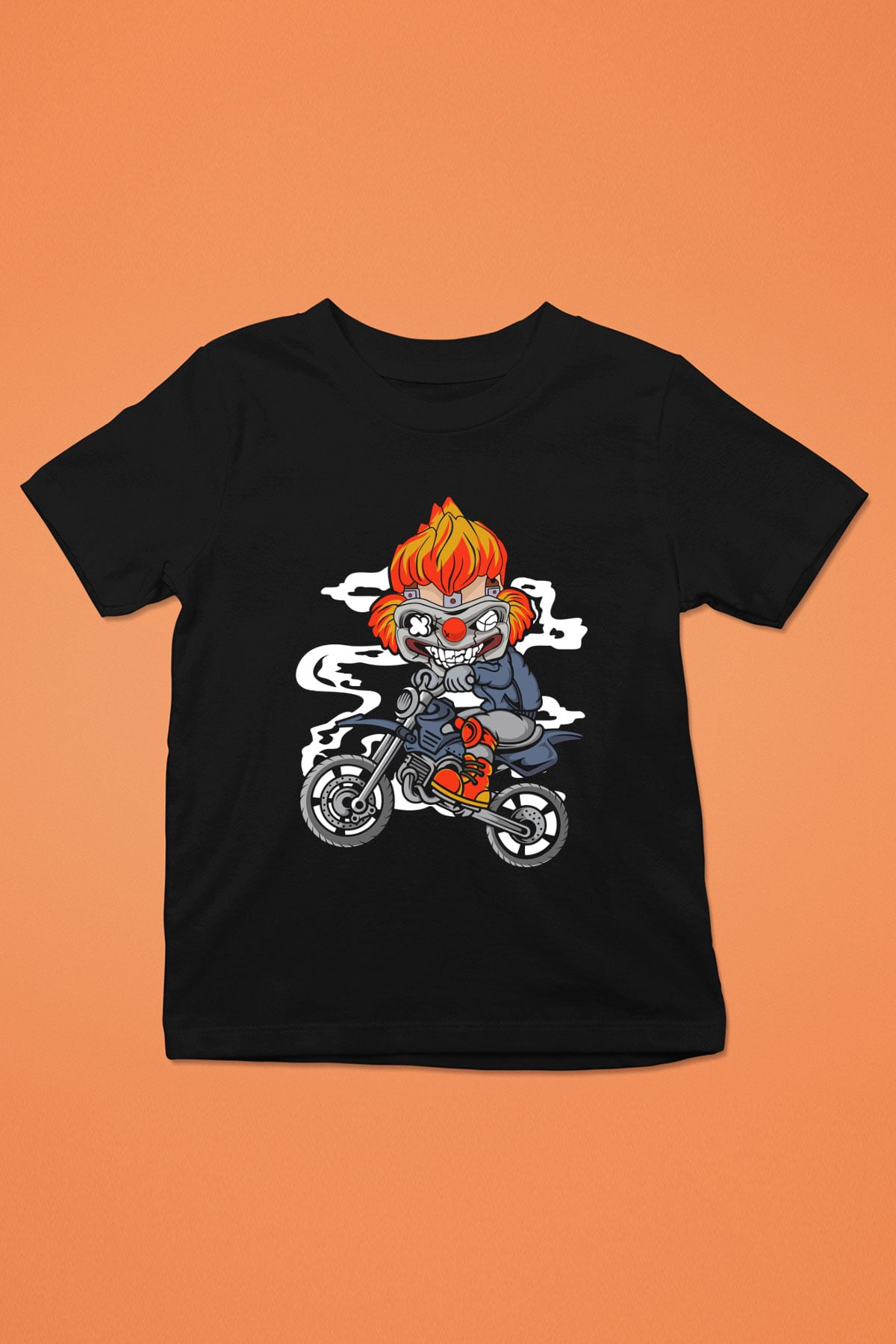 Twisted Metal Motocross Baskılı Siyah Çocuk Unisex Tişört