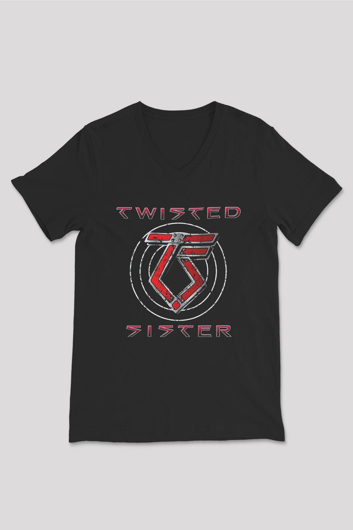 Twisted Sister Siyah Unisex V Yaka Tişört T-Shirt