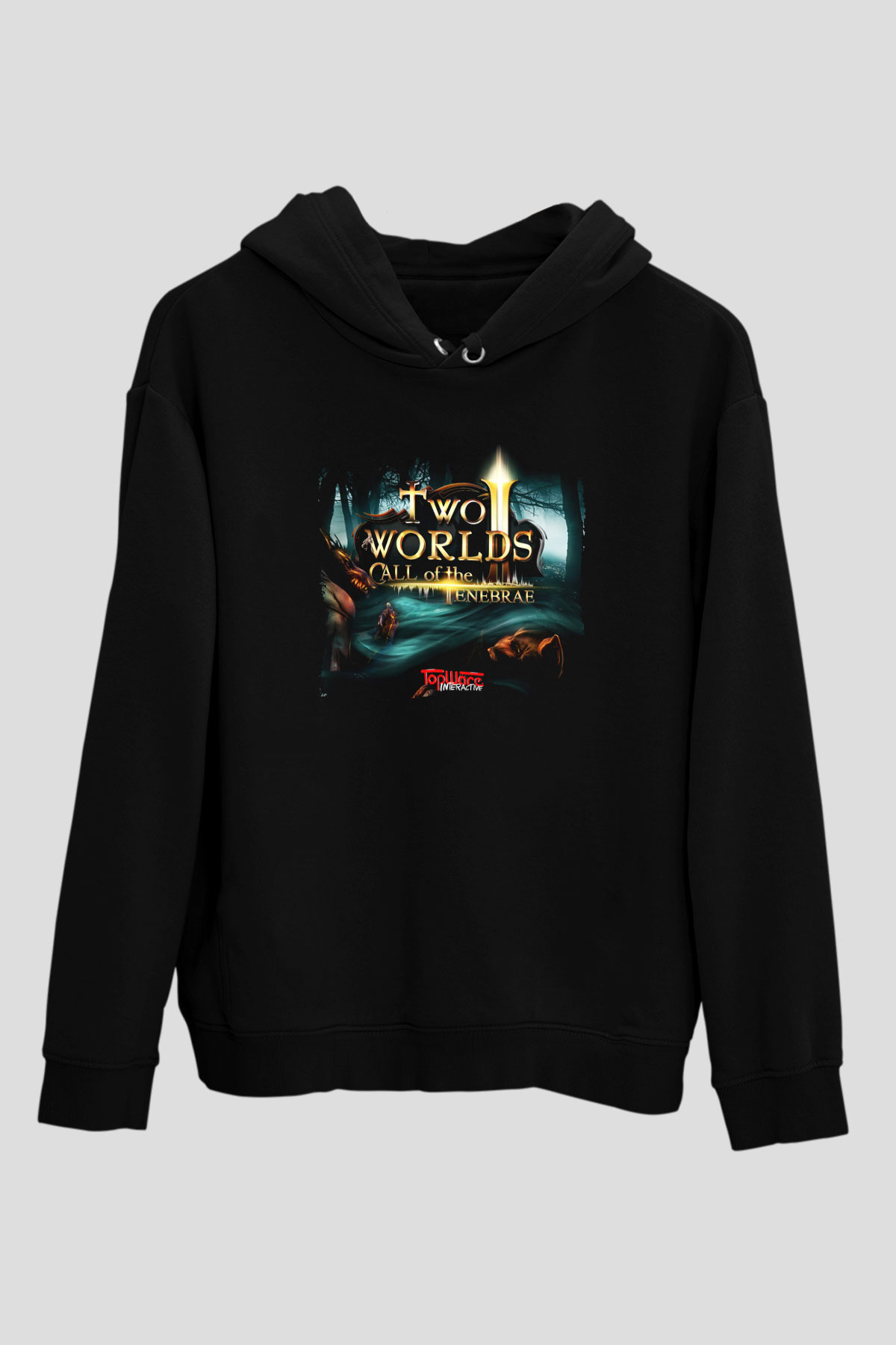 Two Worlds Siyah Unisex Hoodie