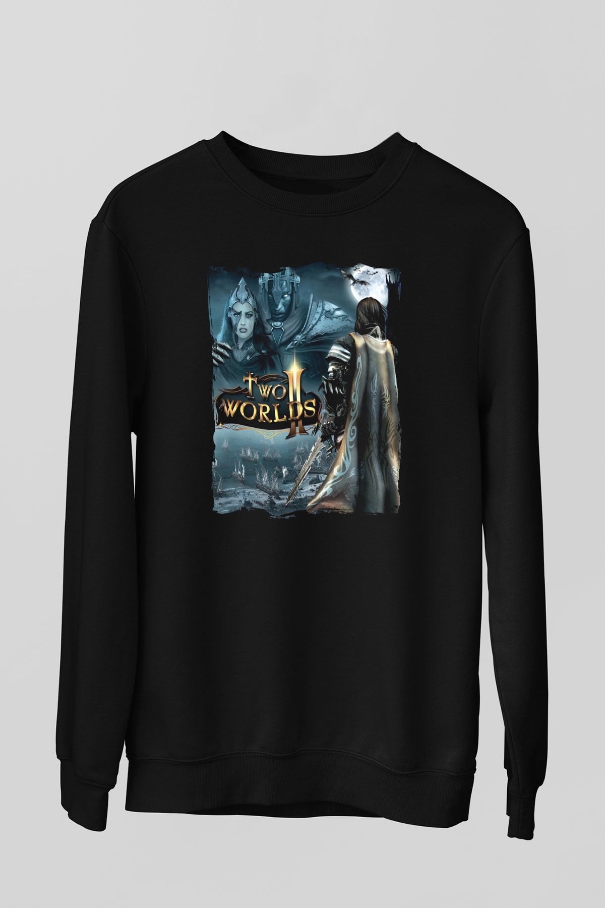 Two Worlds Siyah Unisex Sweatshirt