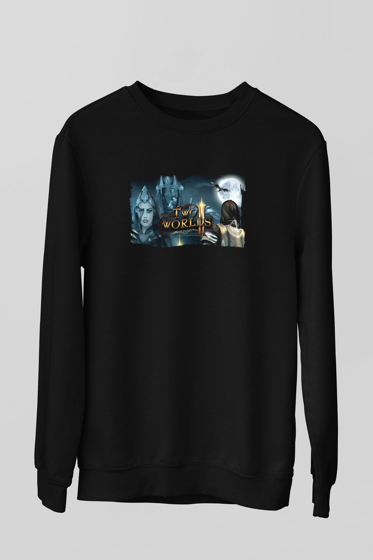 Two Worlds Siyah Unisex Sweatshirt