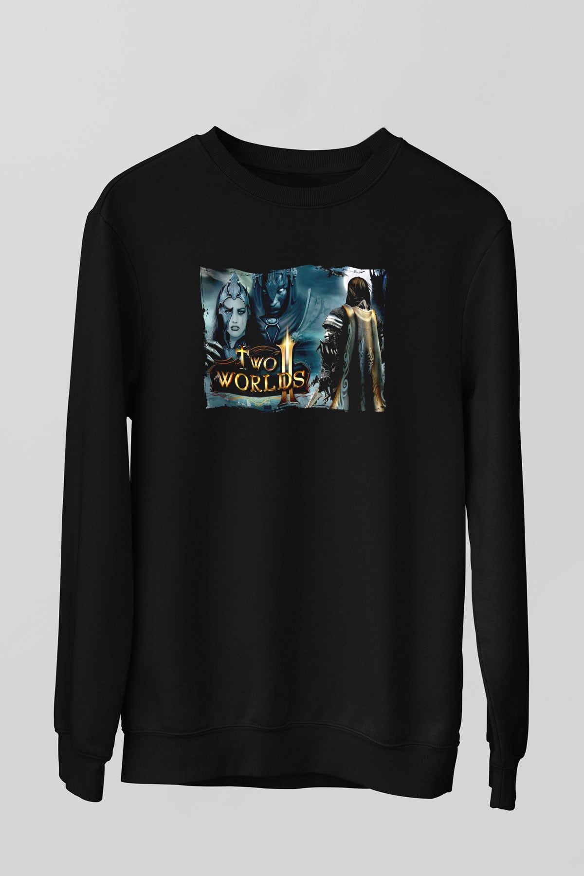 Two Worlds Siyah Unisex Sweatshirt