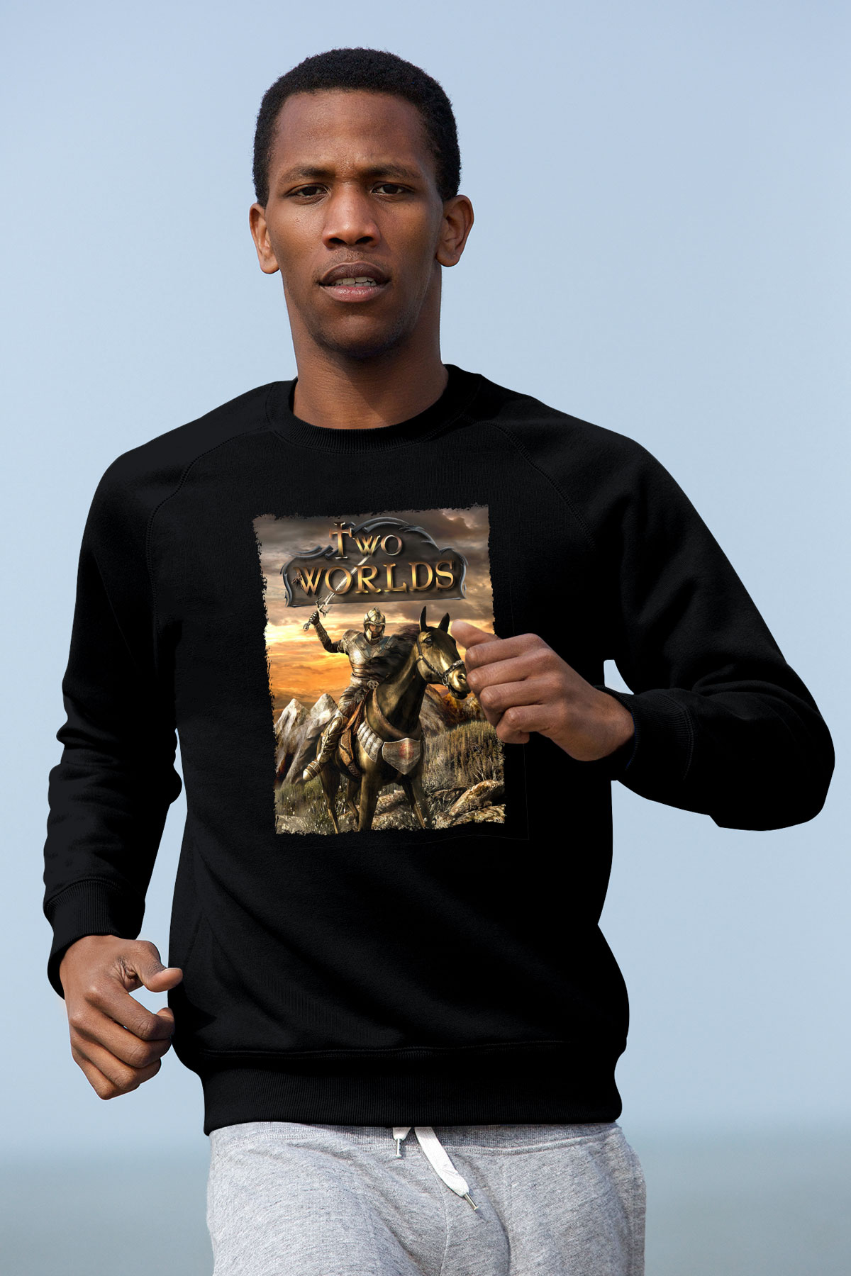 Two Worlds Siyah Unisex Sweatshirt
