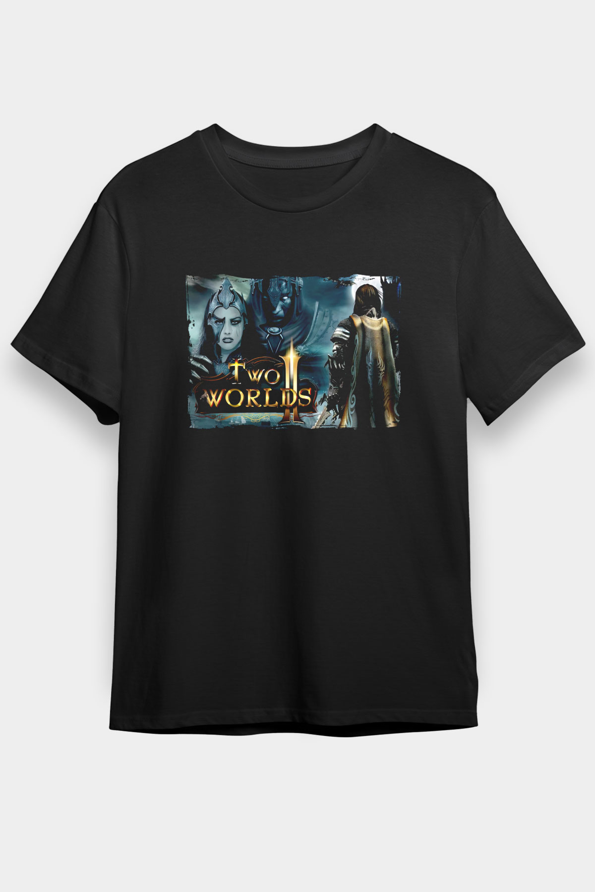 Two Worlds Siyah Unisex Tişört T-Shirt