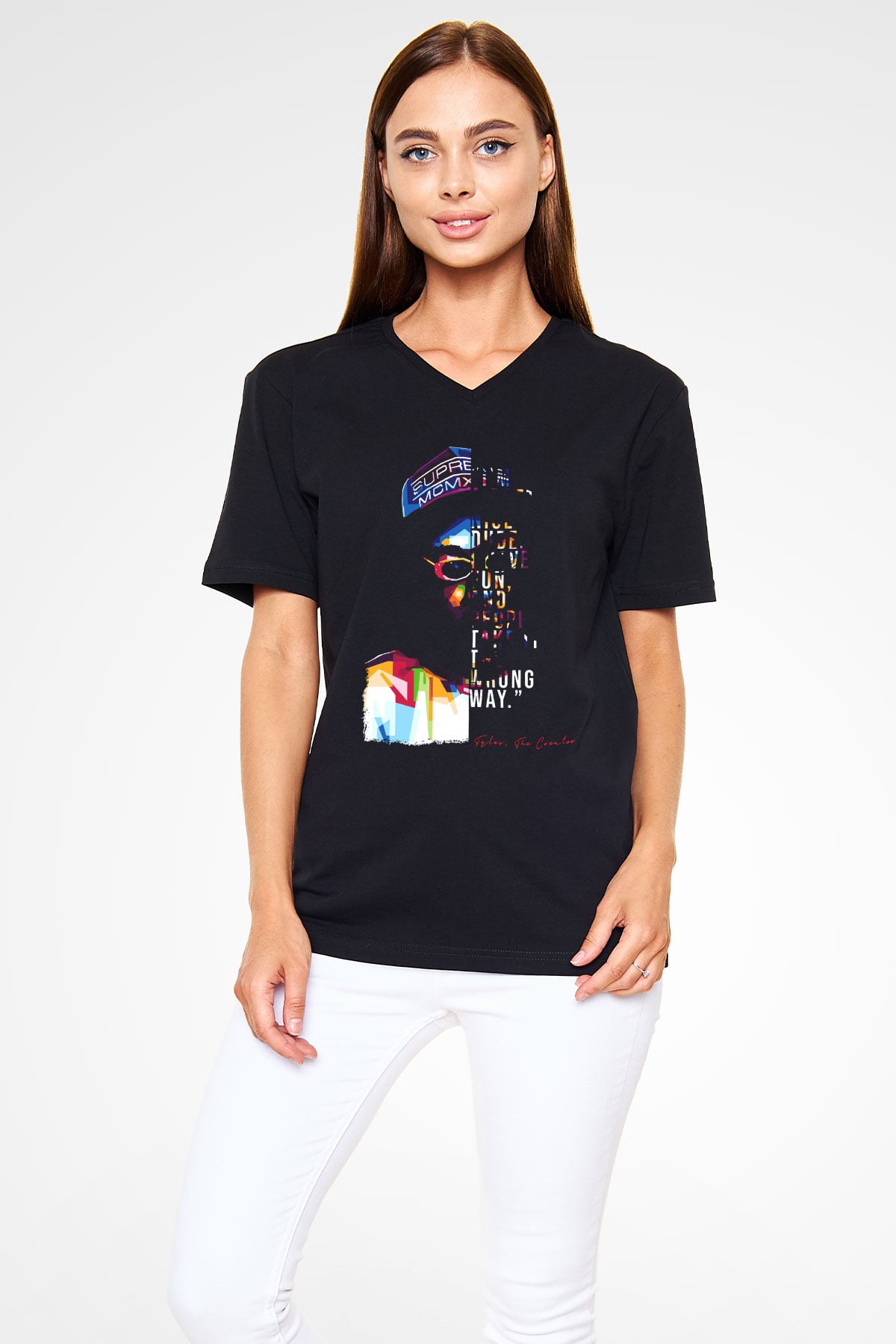 Tyler, The Creator Siyah Unisex V Yaka Tişört