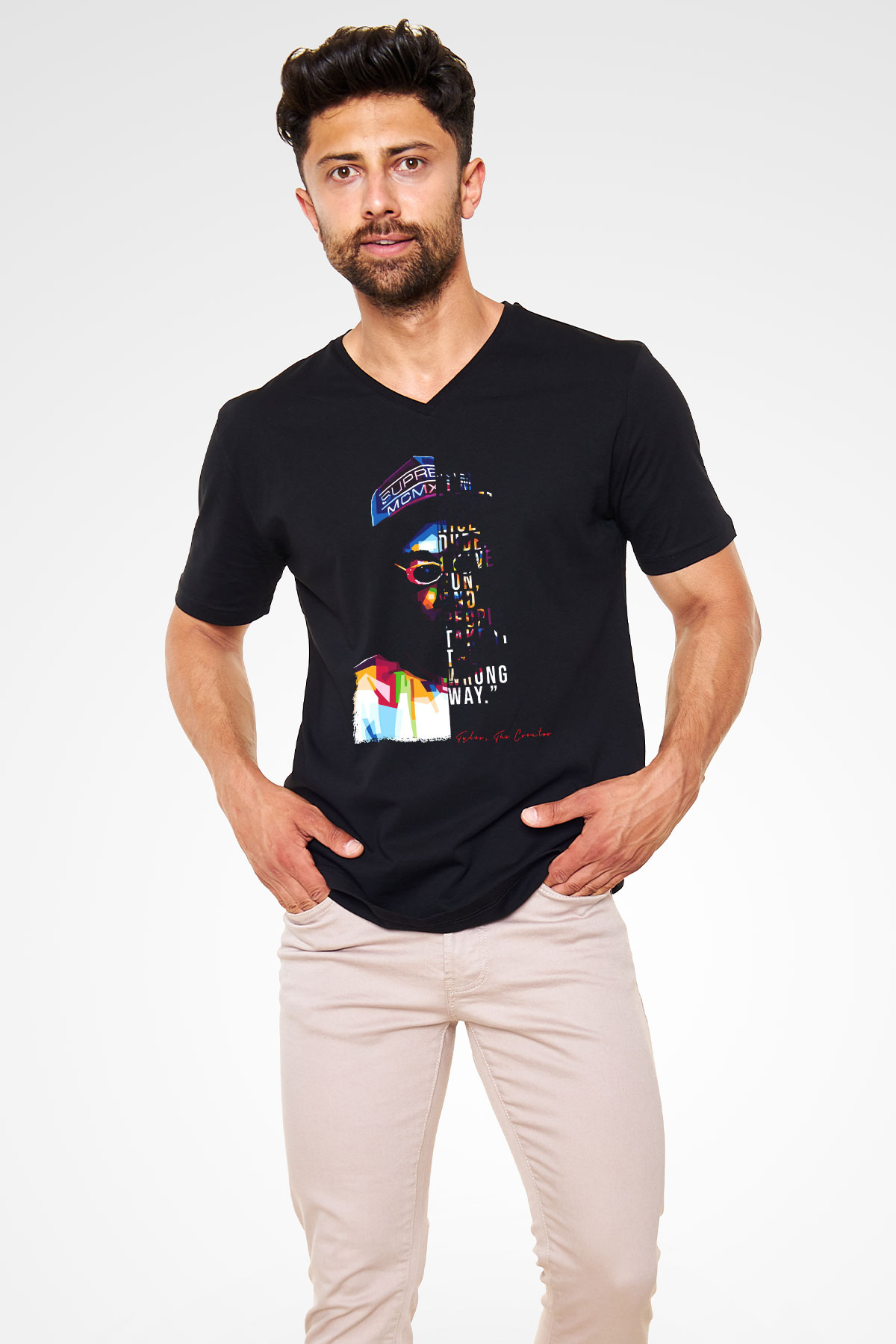 Tyler, The Creator Siyah Unisex V Yaka Tişört
